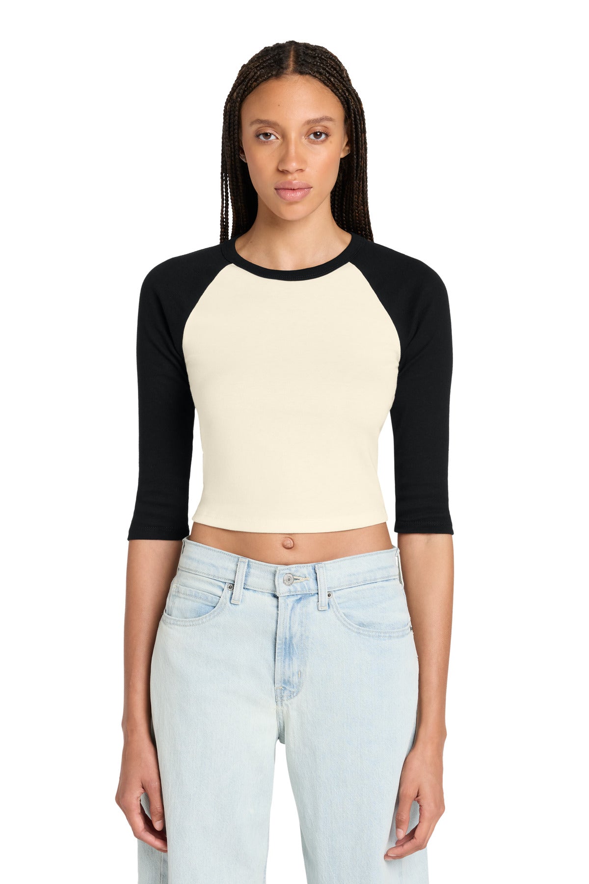 BELLA+CANVAS ®  Women's Micro Rib 3/4 Raglan Baby Tee BC1200 | Add Your Logo