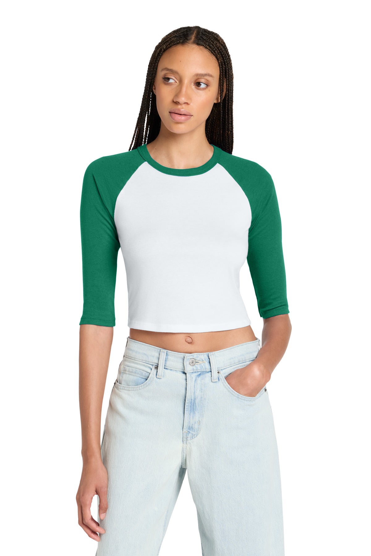 BELLA+CANVAS ®  Women's Micro Rib 3/4 Raglan Baby Tee BC1200 | Add Your Logo