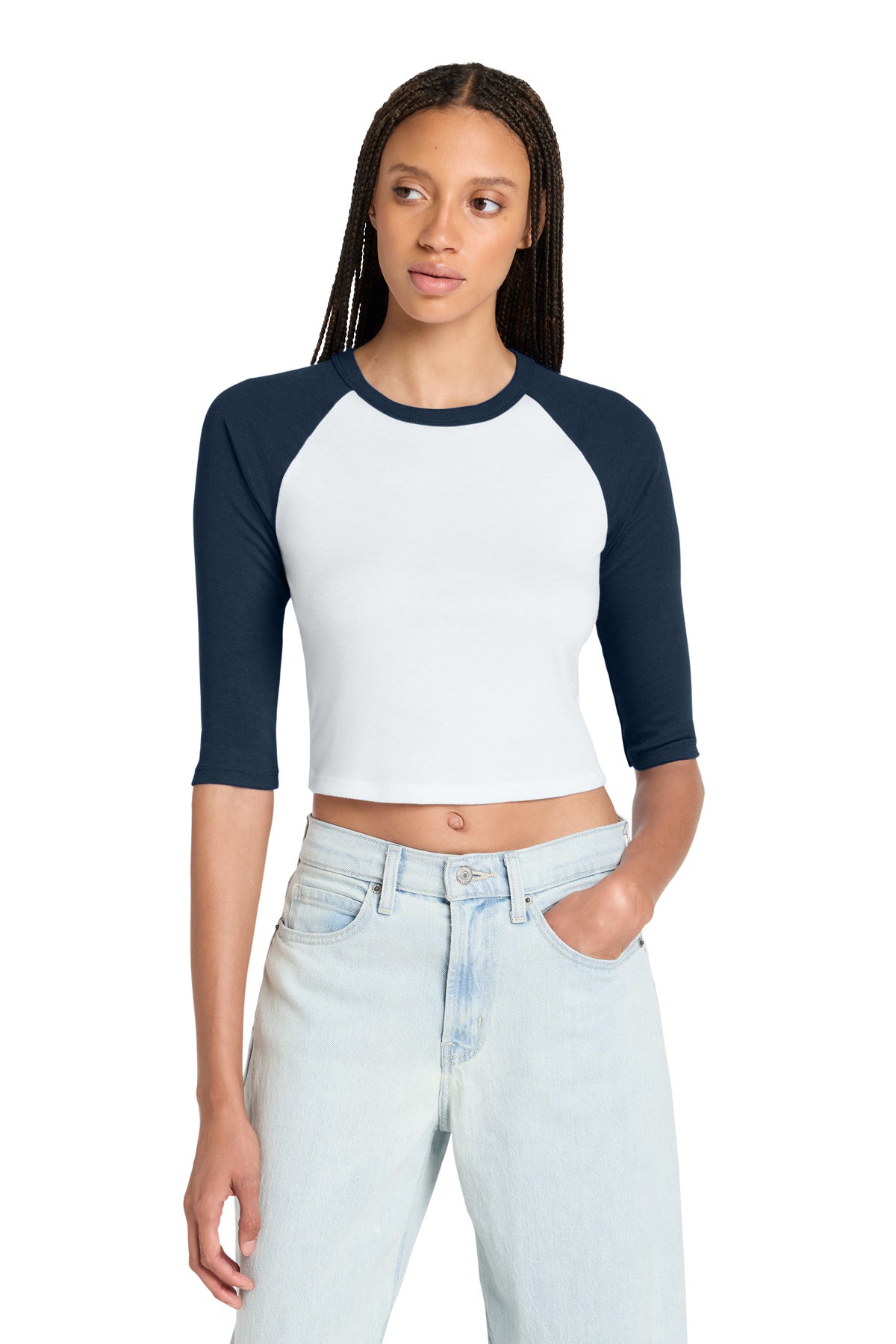 BELLA+CANVAS ®  Women's Micro Rib 3/4 Raglan Baby Tee BC1200 | Add Your Logo