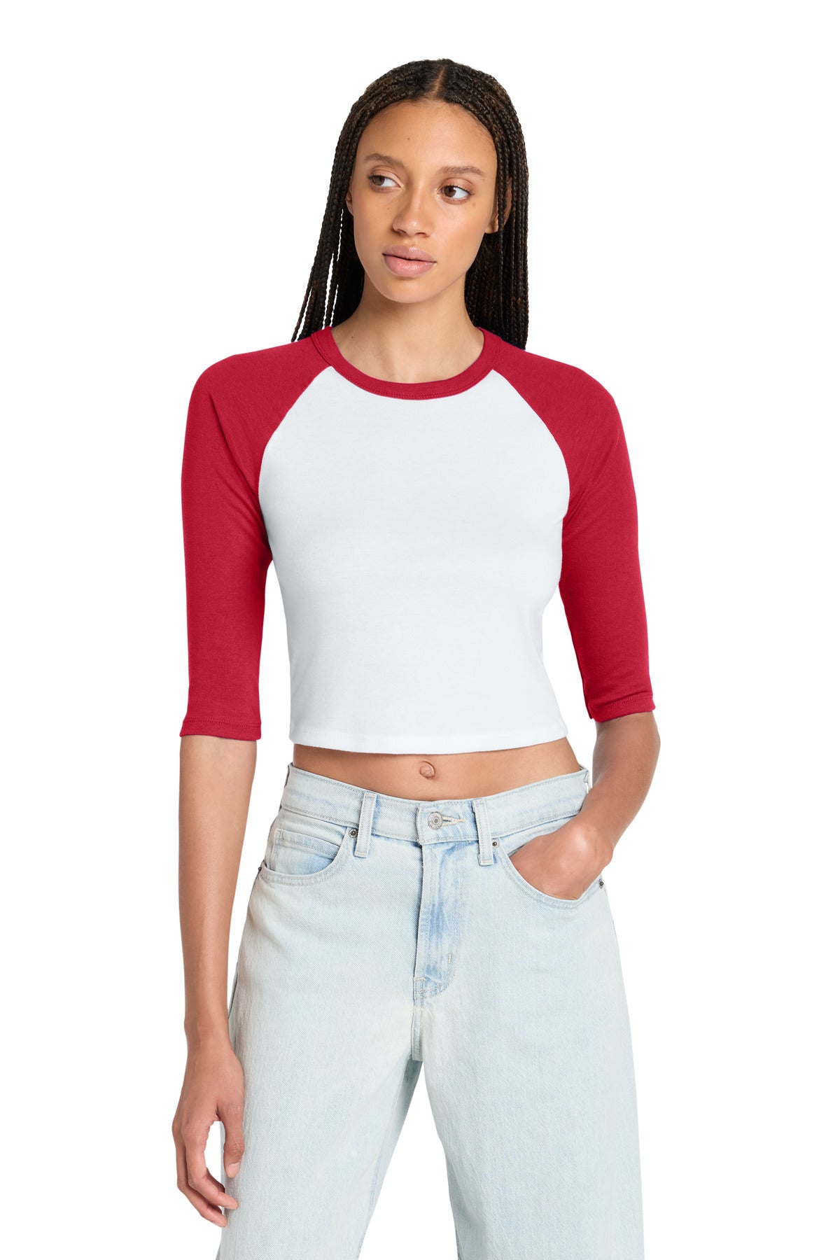 BELLA+CANVAS ®  Women's Micro Rib 3/4 Raglan Baby Tee BC1200 | Add Your Logo
