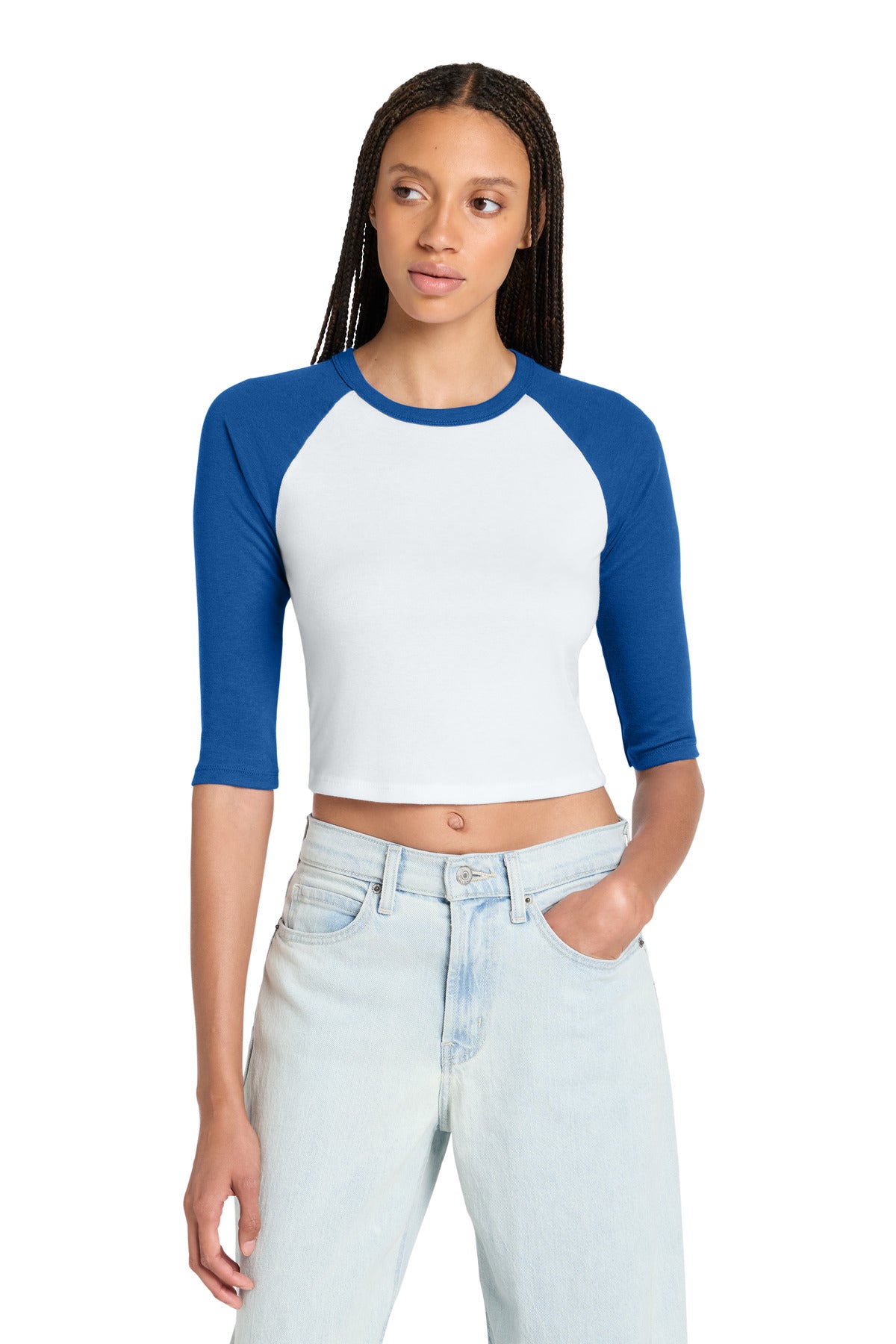 BELLA+CANVAS ®  Women's Micro Rib 3/4 Raglan Baby Tee BC1200 | Add Your Logo