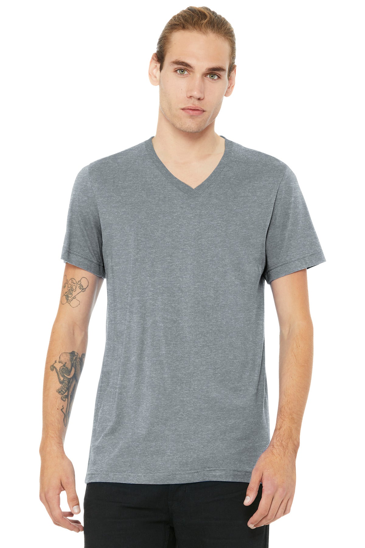 BELLA+CANVAS ®  Unisex Heather CVC V-Neck Tee BC3005CVC | Add Your Logo