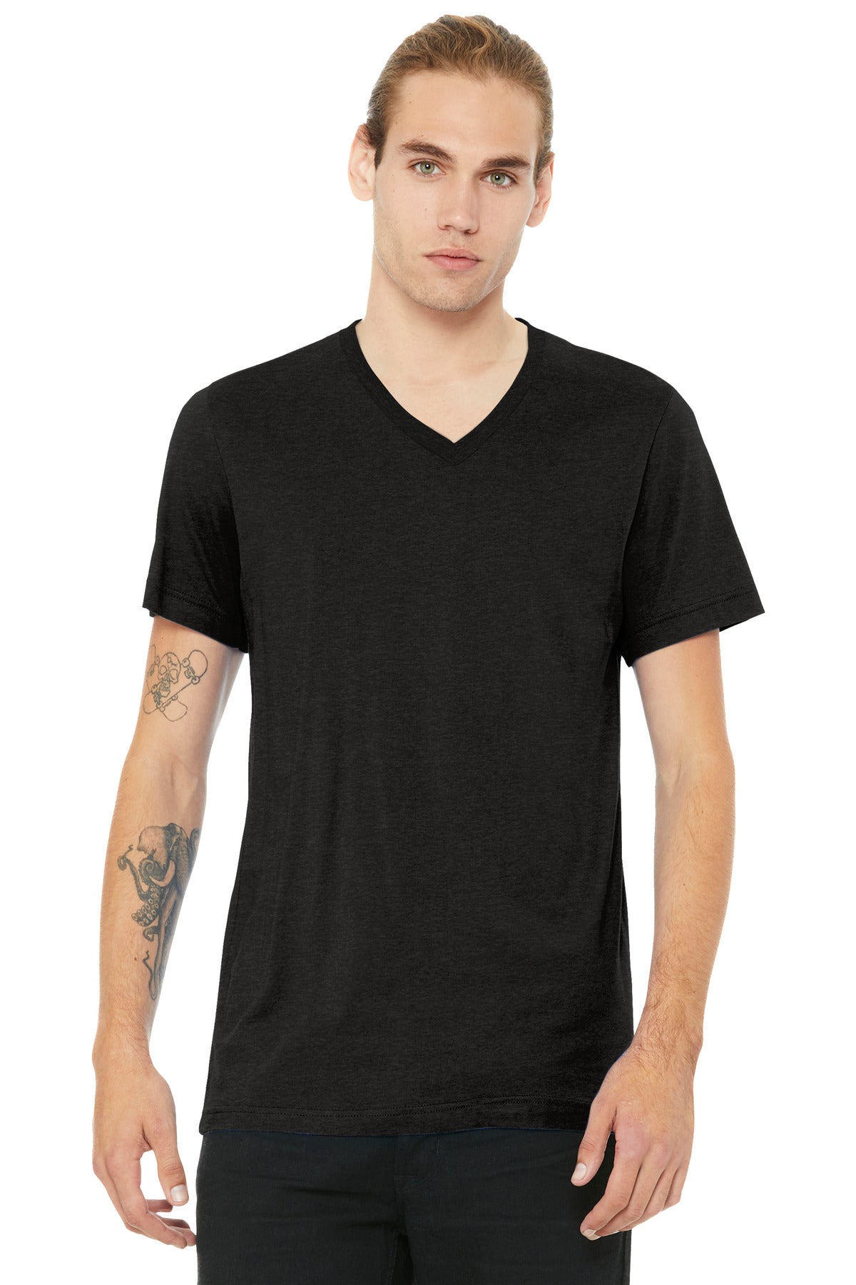 BELLA+CANVAS ®  Unisex Heather CVC V-Neck Tee BC3005CVC | Add Your Logo
