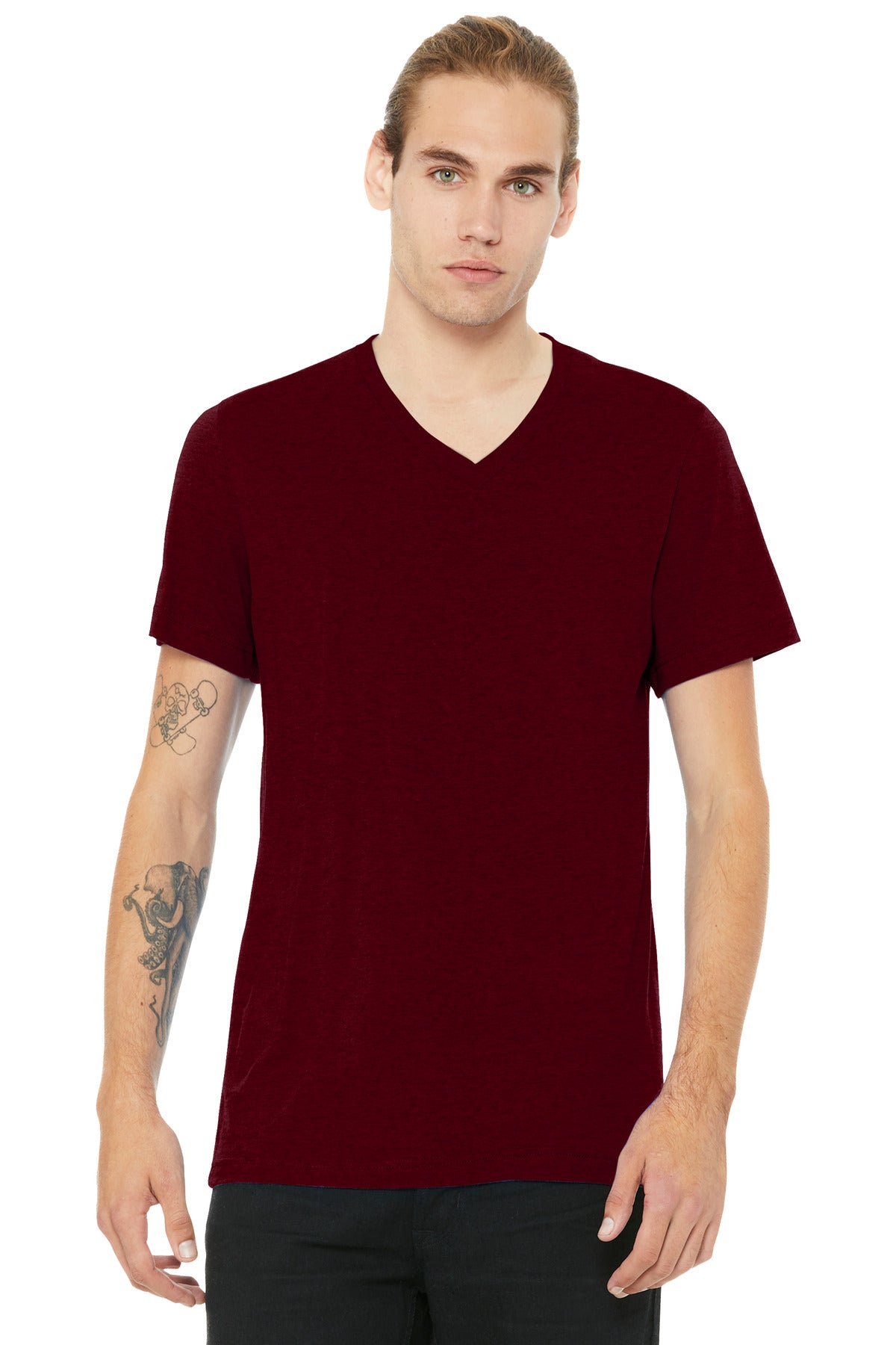 BELLA+CANVAS ®  Unisex Heather CVC V-Neck Tee BC3005CVC | Add Your Logo