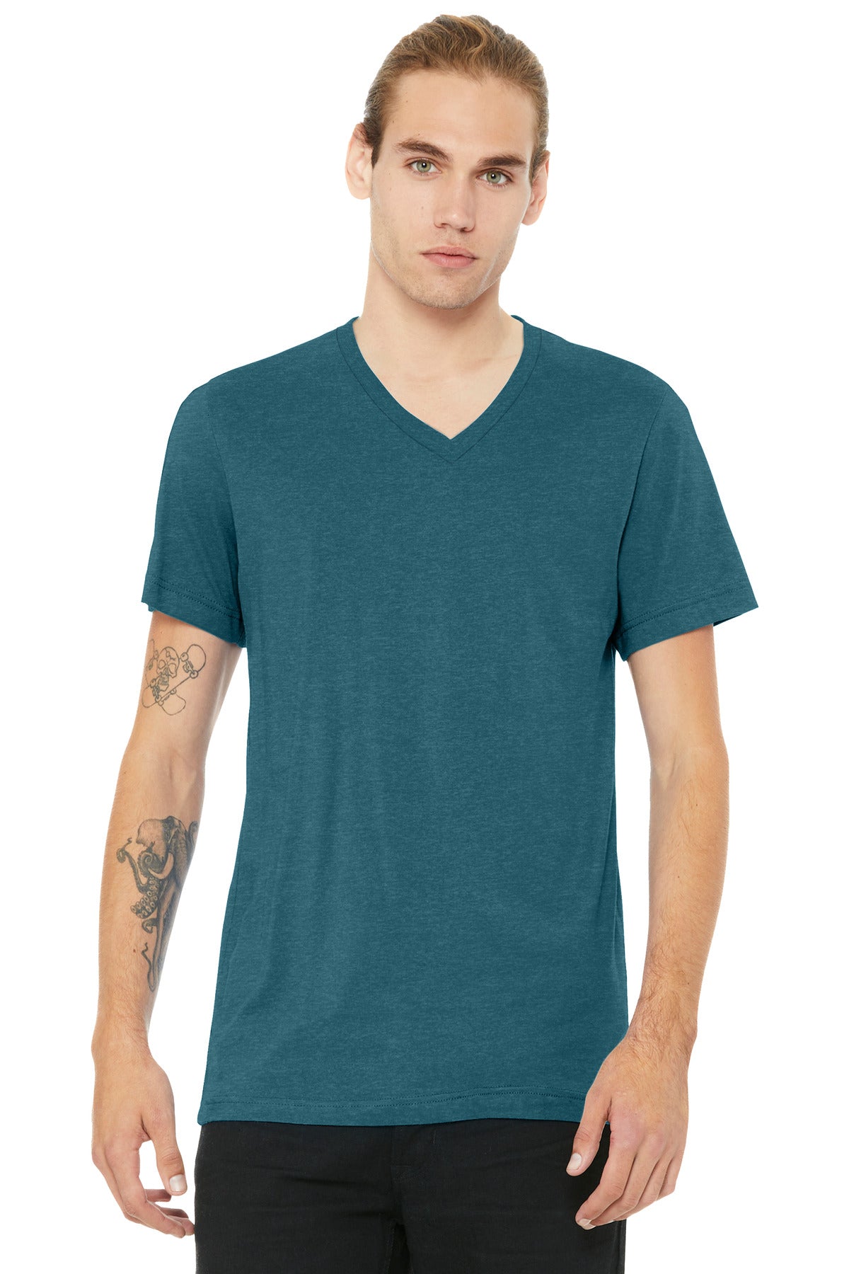 BELLA+CANVAS ®  Unisex Heather CVC V-Neck Tee BC3005CVC | Add Your Logo