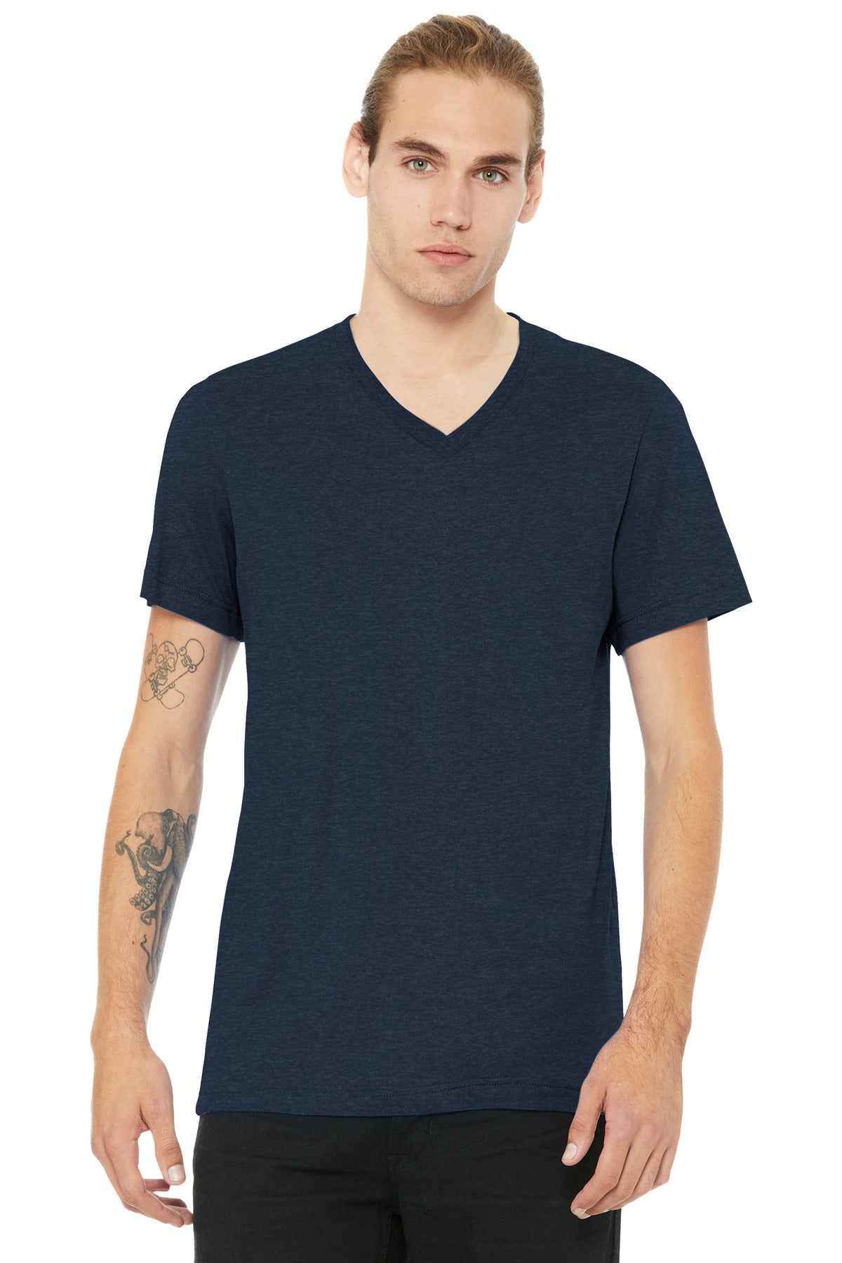 BELLA+CANVAS ®  Unisex Heather CVC V-Neck Tee BC3005CVC | Add Your Logo