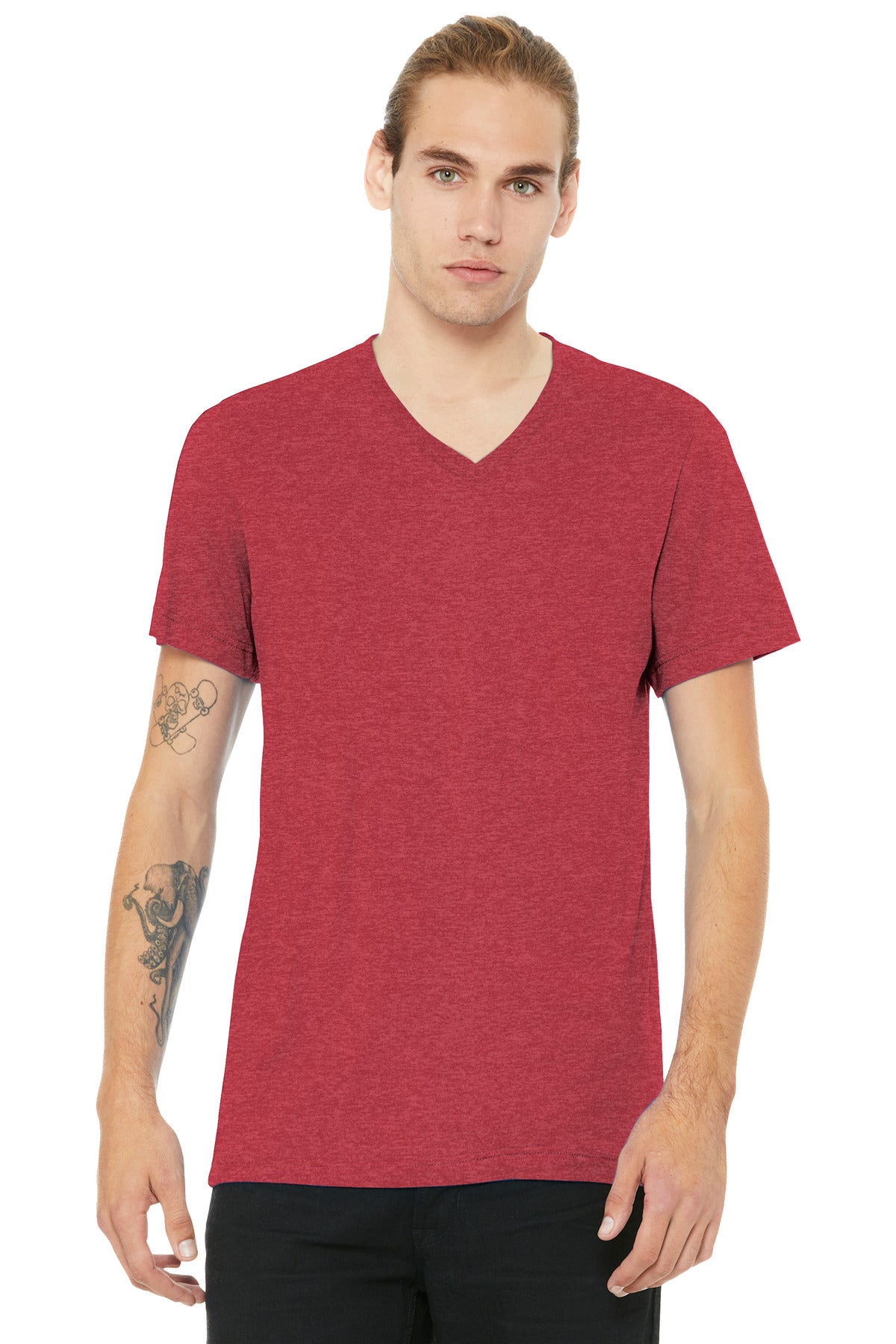 BELLA+CANVAS ®  Unisex Heather CVC V-Neck Tee BC3005CVC | Add Your Logo