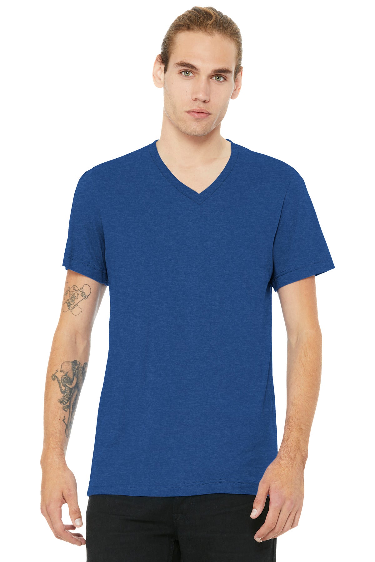 BELLA+CANVAS ®  Unisex Heather CVC V-Neck Tee BC3005CVC | Add Your Logo
