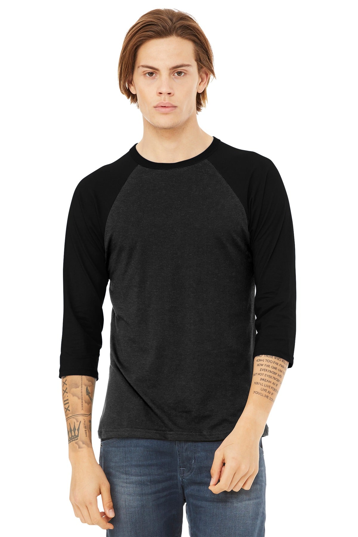BELLA+CANVAS  ®  Unisex 3/4-Sleeve Baseball Tee. BC3200 | Add Your Logo