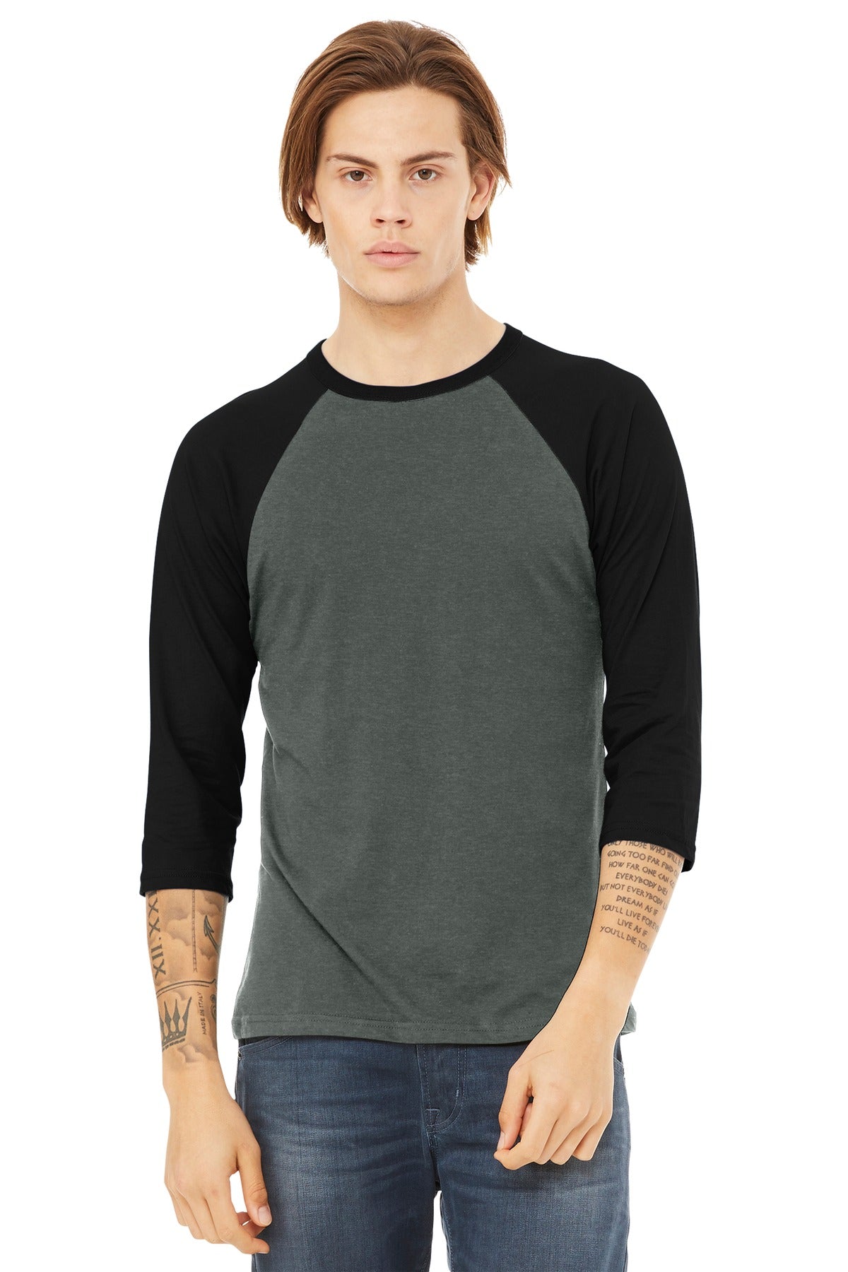 BELLA+CANVAS  ®  Unisex 3/4-Sleeve Baseball Tee. BC3200 | Add Your Logo