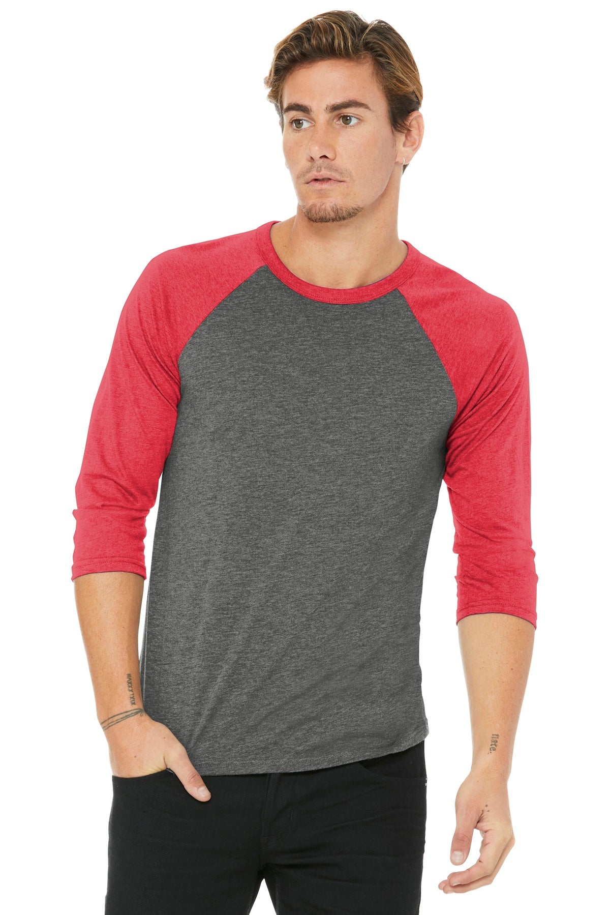 BELLA+CANVAS  ®  Unisex 3/4-Sleeve Baseball Tee. BC3200 | Add Your Logo