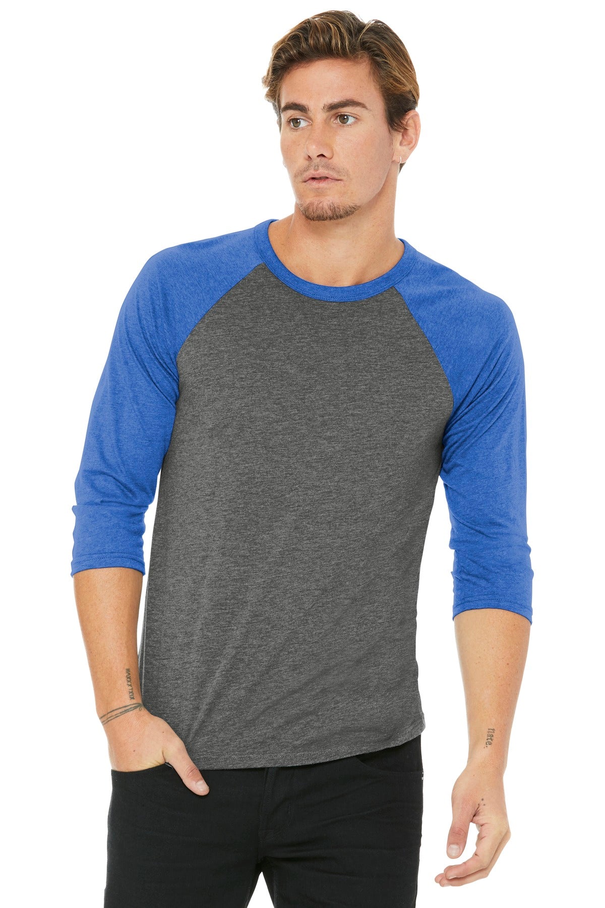 BELLA+CANVAS  ®  Unisex 3/4-Sleeve Baseball Tee. BC3200 | Add Your Logo