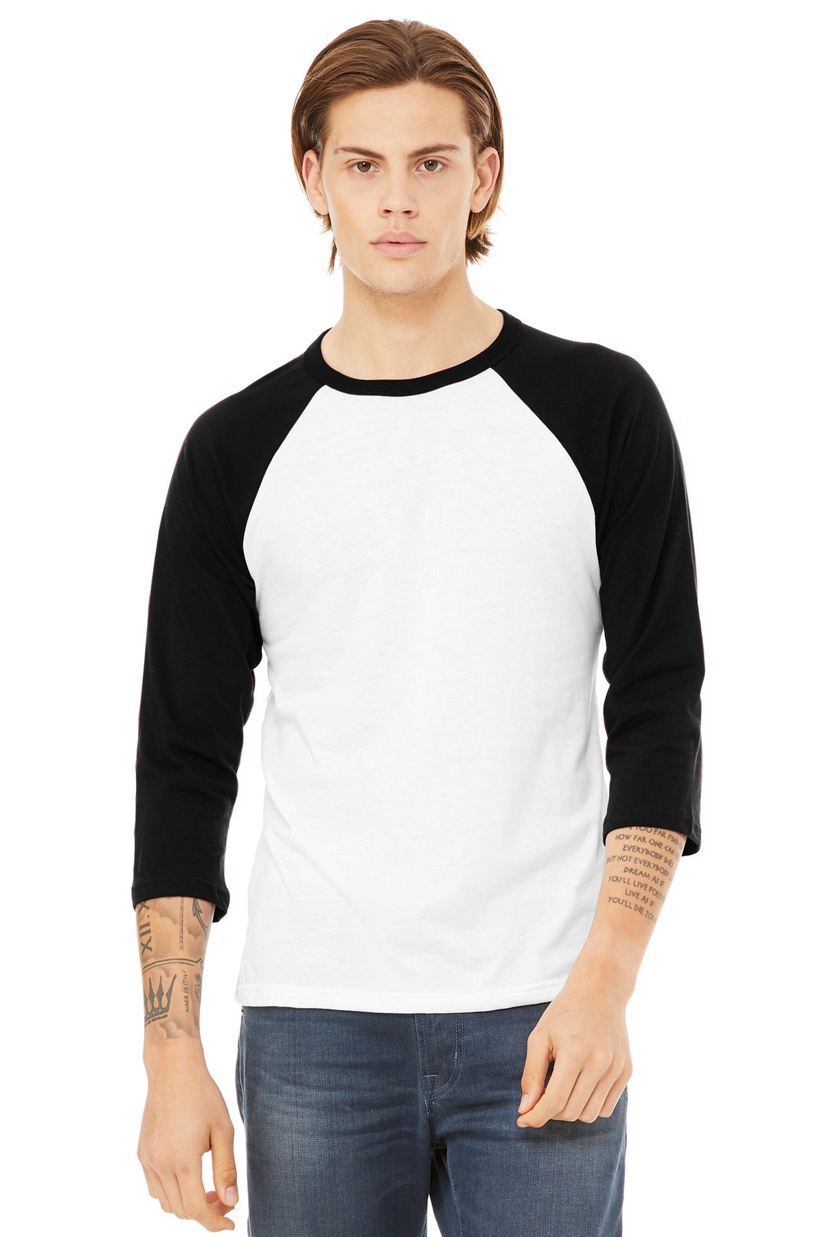 BELLA+CANVAS  ®  Unisex 3/4-Sleeve Baseball Tee. BC3200 | Add Your Logo