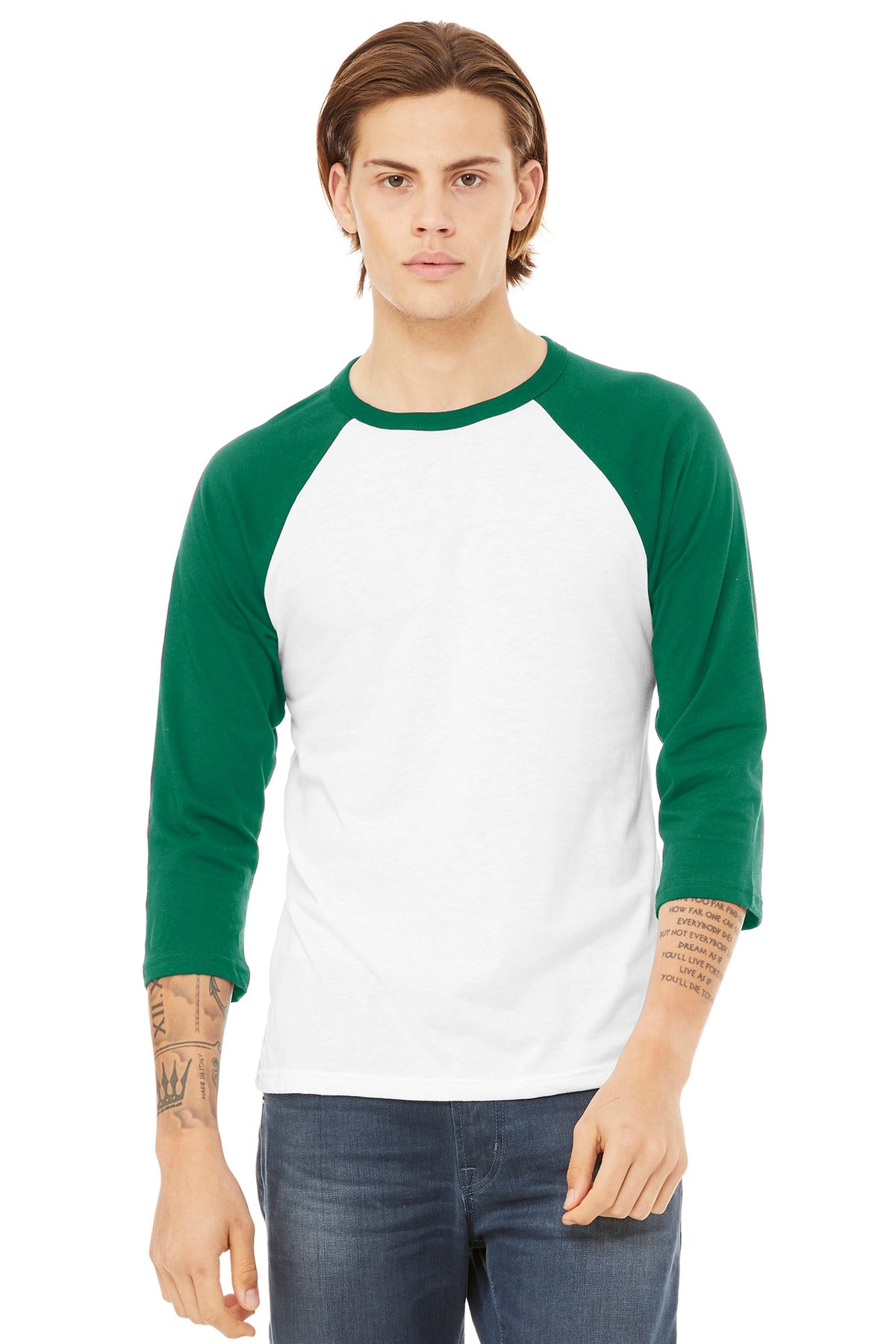 BELLA+CANVAS  ®  Unisex 3/4-Sleeve Baseball Tee. BC3200 | Add Your Logo
