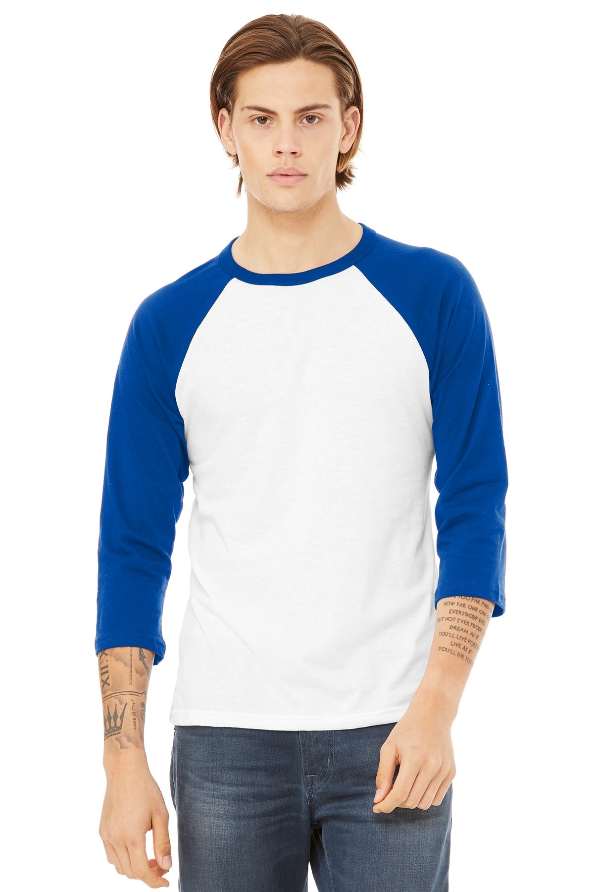 BELLA+CANVAS  ®  Unisex 3/4-Sleeve Baseball Tee. BC3200 | Add Your Logo