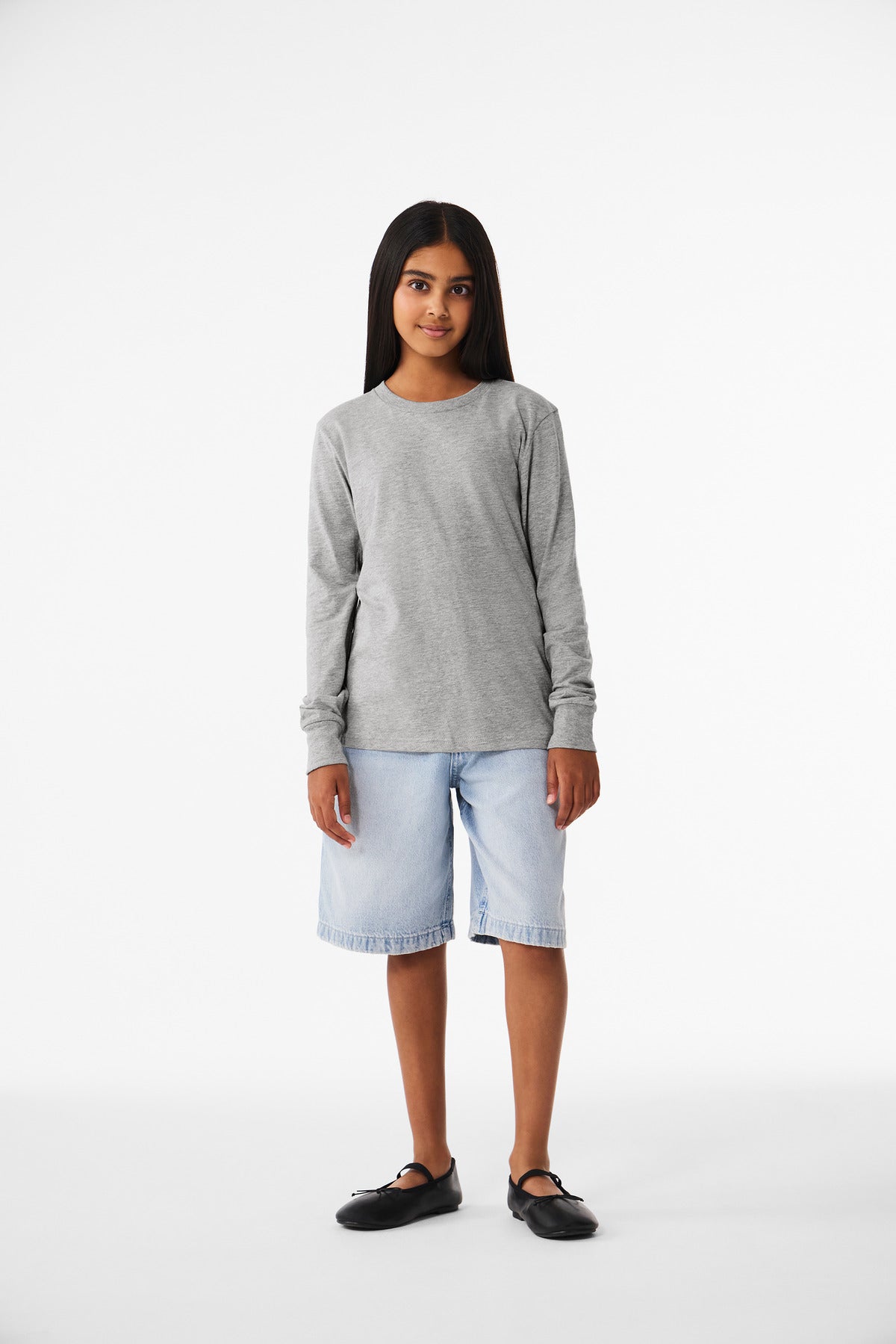 BELLA+CANVAS ®  Youth Heather CVC Long Sleeve Tee BC3501YCVC | Add Your Logo
