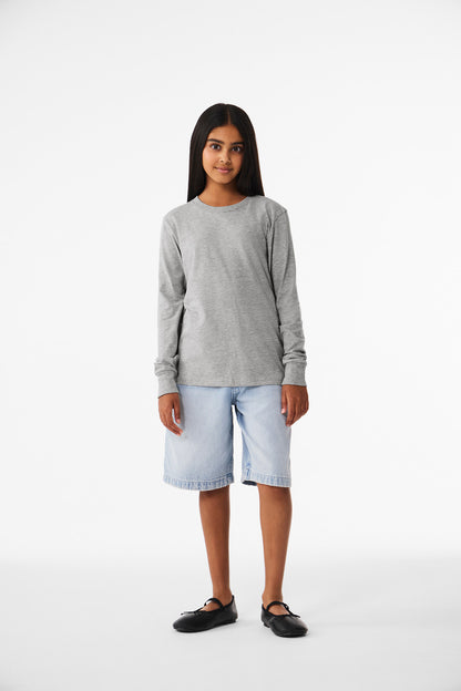 BELLA+CANVAS ®  Youth Heather CVC Long Sleeve Tee BC3501YCVC | Add Your Logo