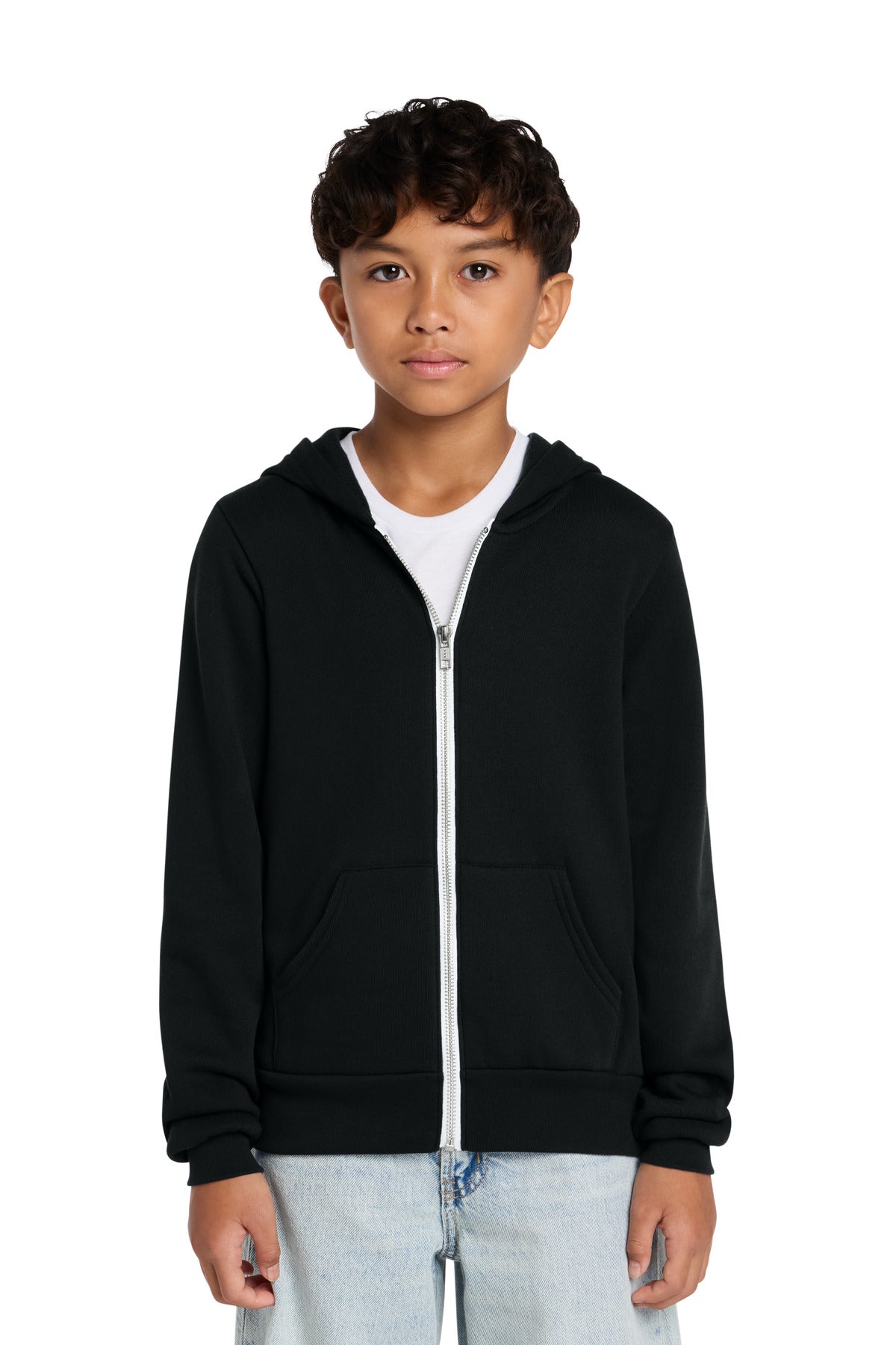 BELLA+CANVAS ®  Youth Sponge Fleece Full-Zip Hooded Sweatshirt BC3739Y | Add Your Logo