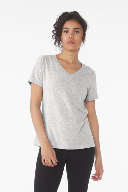 BELLA+CANVAS ®  Women's Relaxed Heather CVC V-Neck Tee BC6405CVC | Add Your Logo