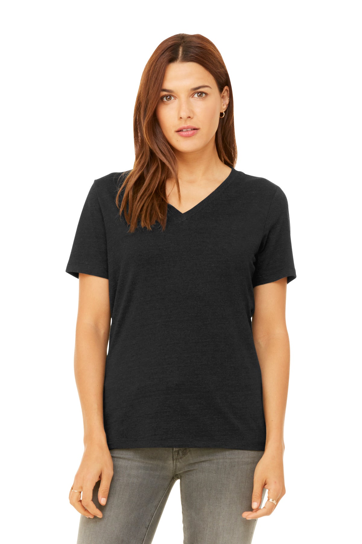BELLA+CANVAS ®  Women's Relaxed Heather CVC V-Neck Tee BC6405CVC | Add Your Logo