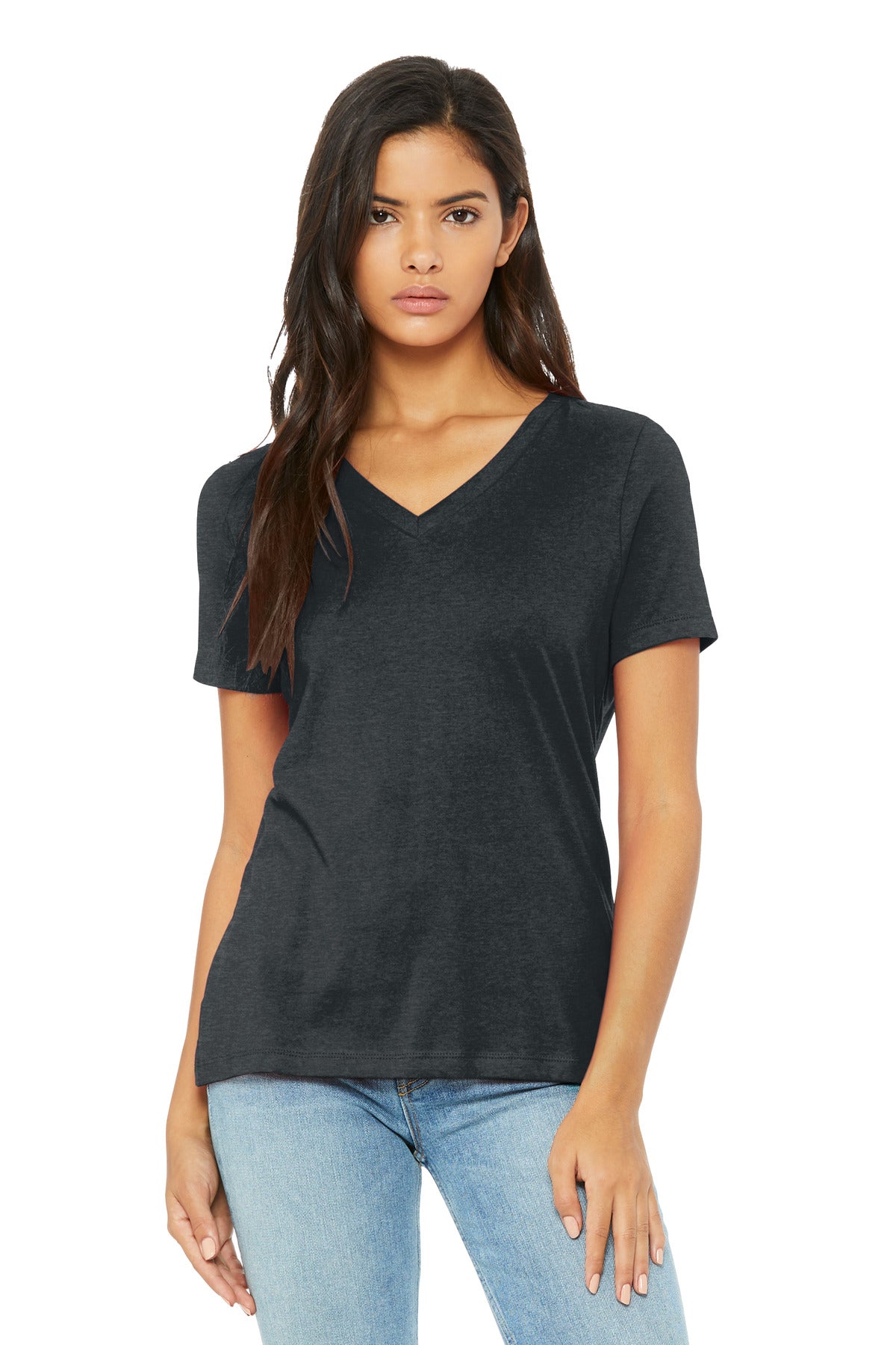 BELLA+CANVAS ®  Women's Relaxed Heather CVC V-Neck Tee BC6405CVC | Add Your Logo