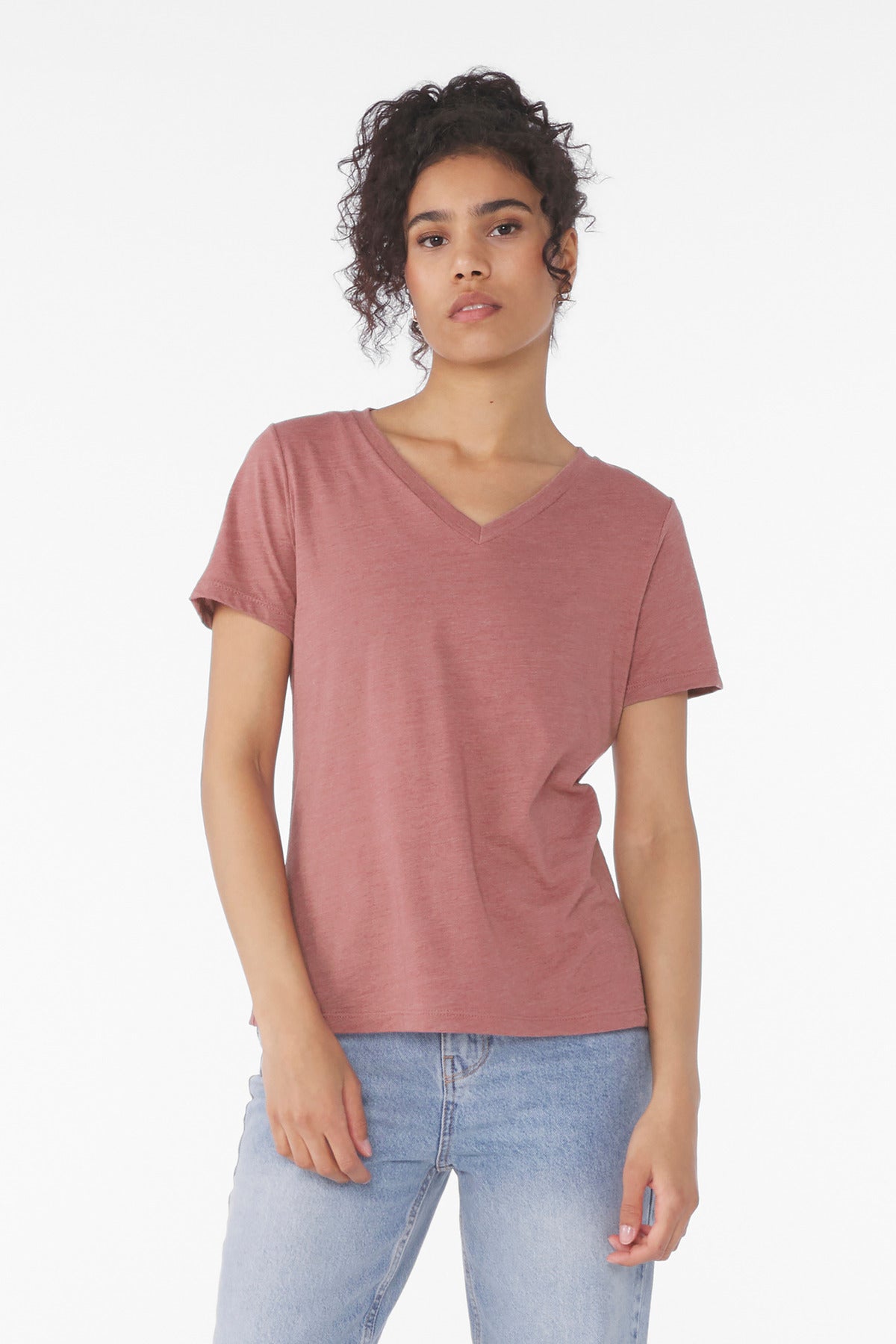 BELLA+CANVAS ®  Women's Relaxed Heather CVC V-Neck Tee BC6405CVC | Add Your Logo