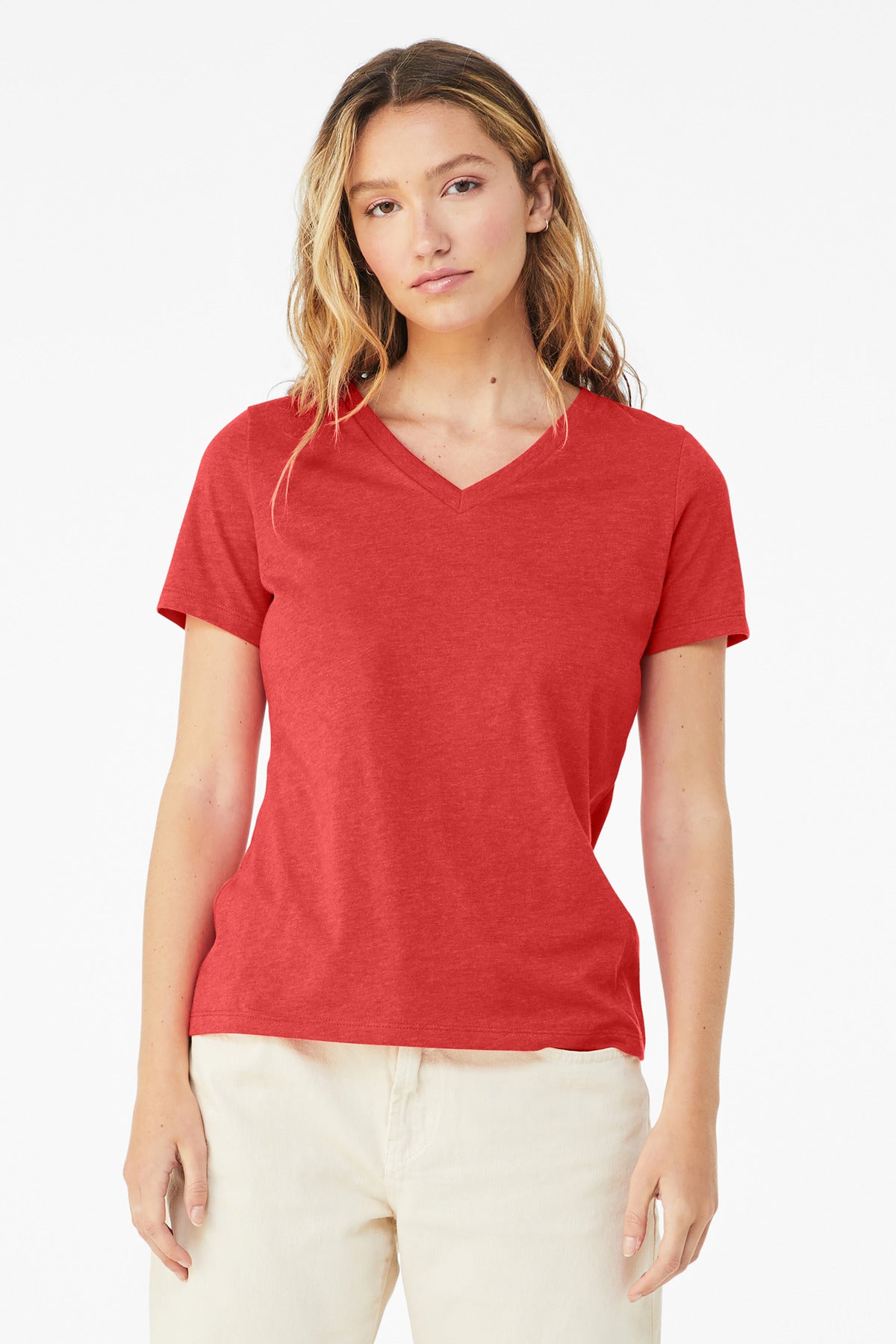 BELLA+CANVAS ®  Women's Relaxed Heather CVC V-Neck Tee BC6405CVC | Add Your Logo