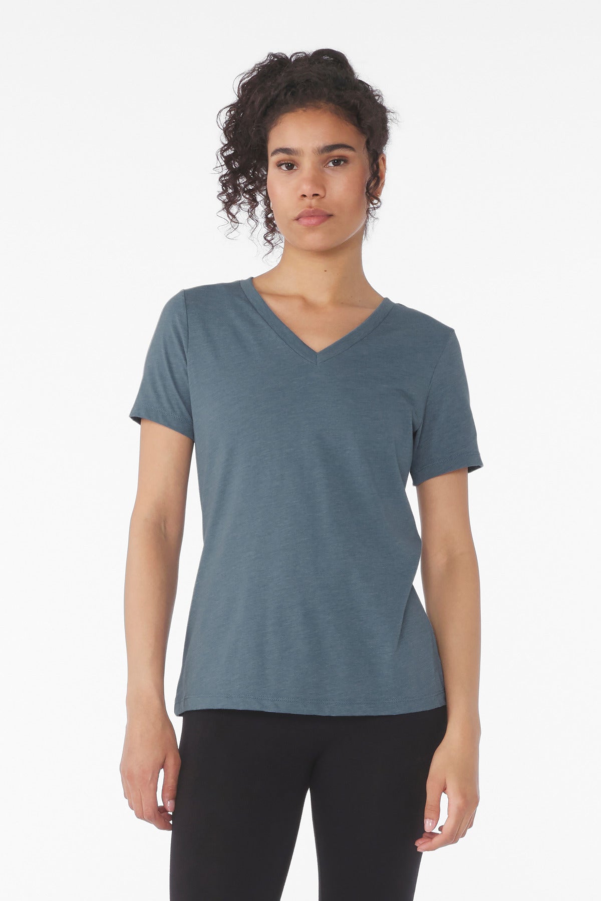 BELLA+CANVAS ®  Women's Relaxed Heather CVC V-Neck Tee BC6405CVC | Add Your Logo