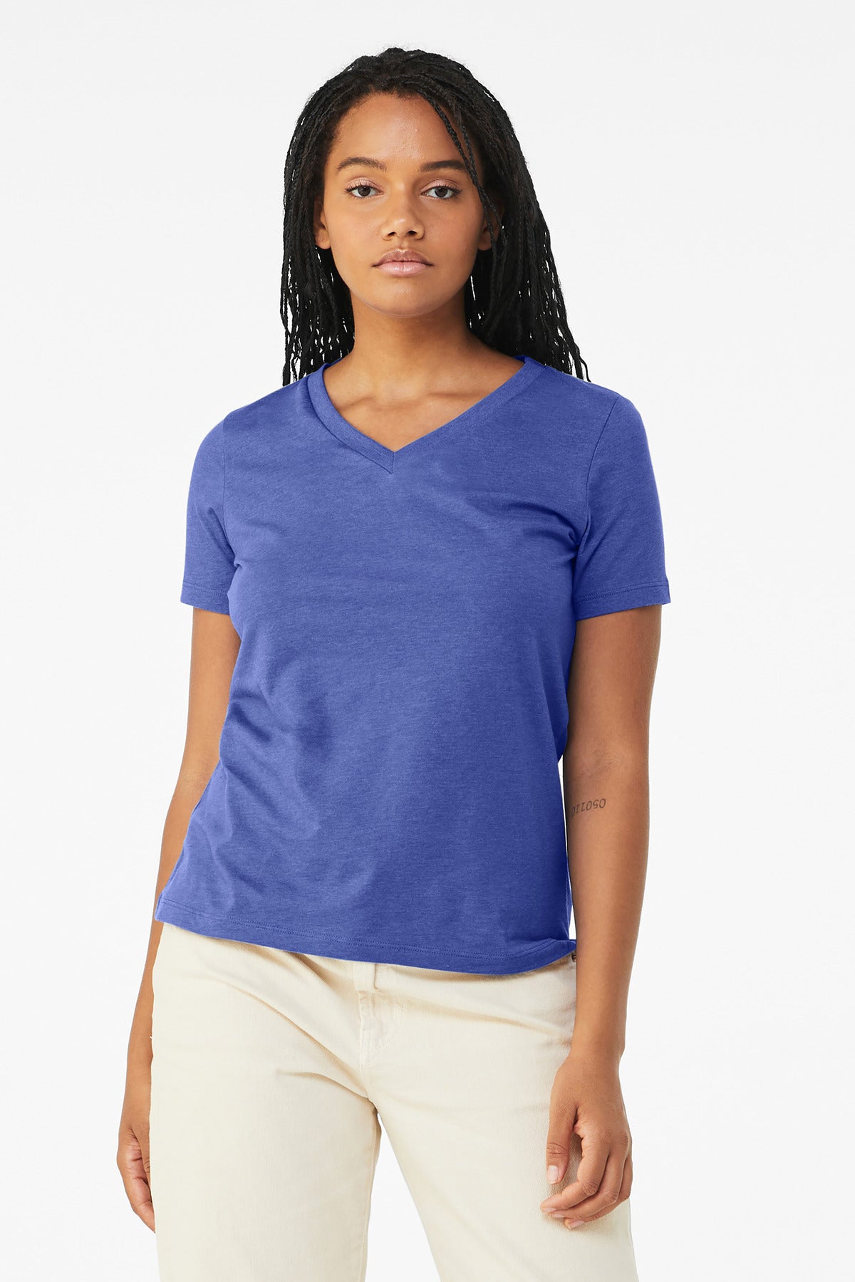 BELLA+CANVAS ®  Women's Relaxed Heather CVC V-Neck Tee BC6405CVC | Add Your Logo