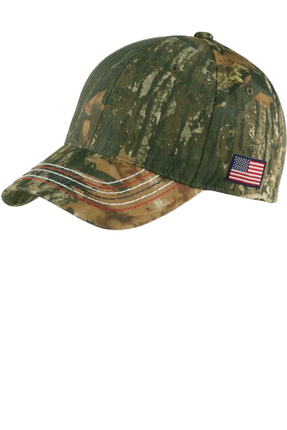 Port & Co   Americana Contrast Stitch Camouflage Cap. C909
