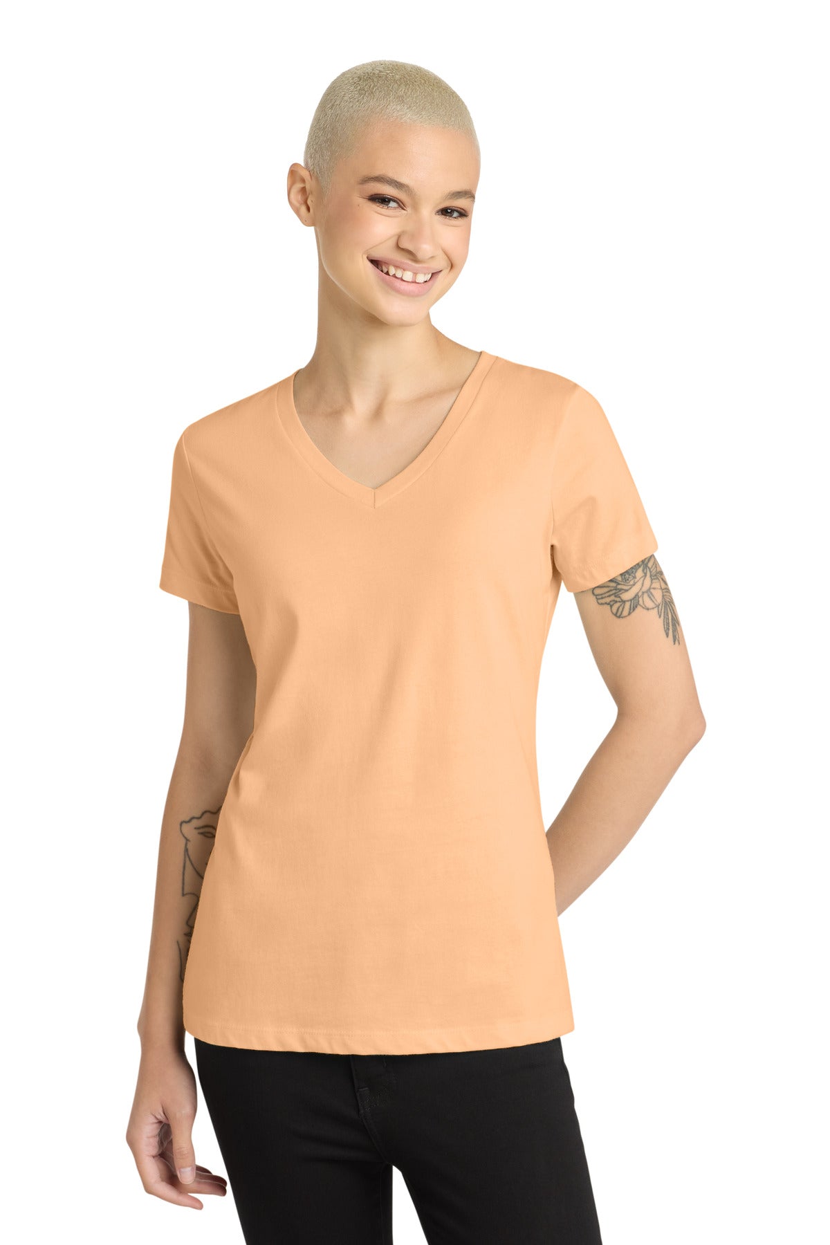 District ®  - Women's Perfect Weight ®  V-Neck Tee. DM1170L | Add Your Logo