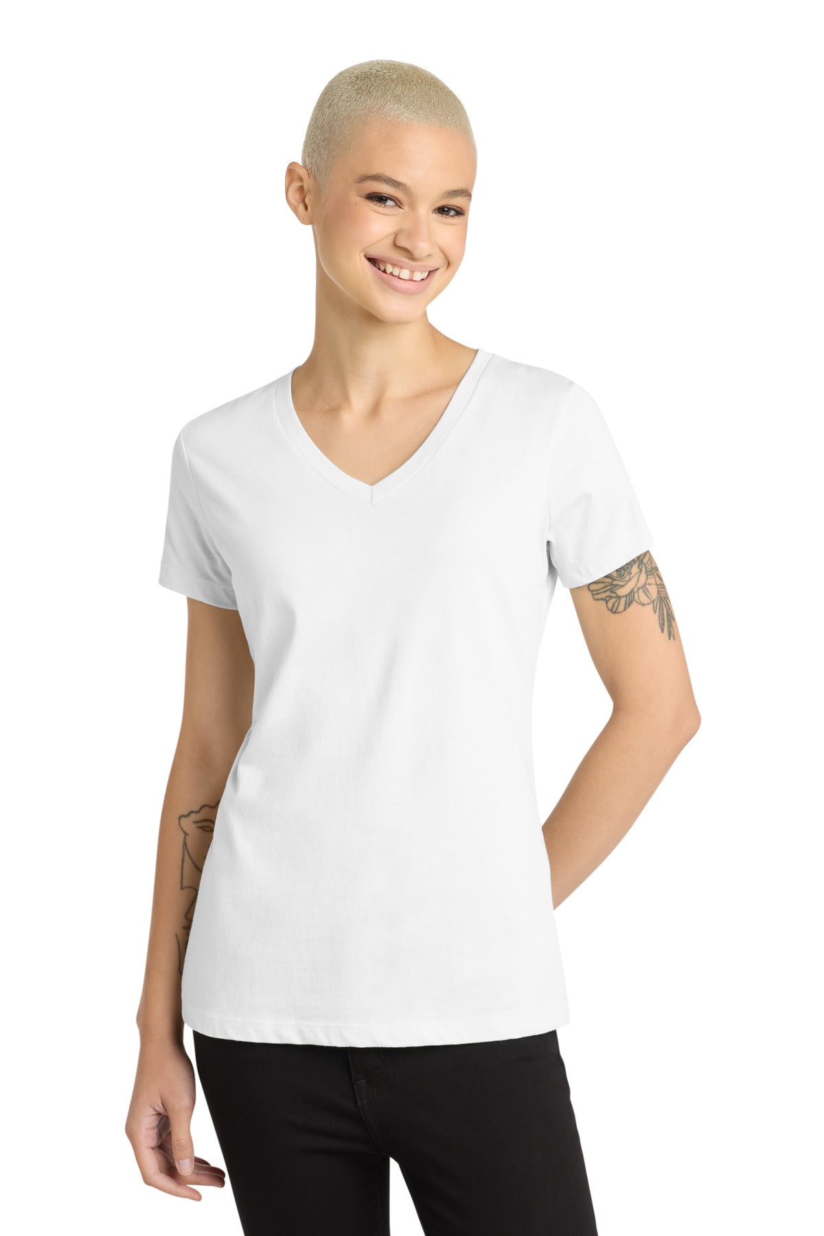 District ®  - Women's Perfect Weight ®  V-Neck Tee. DM1170L | Add Your Logo