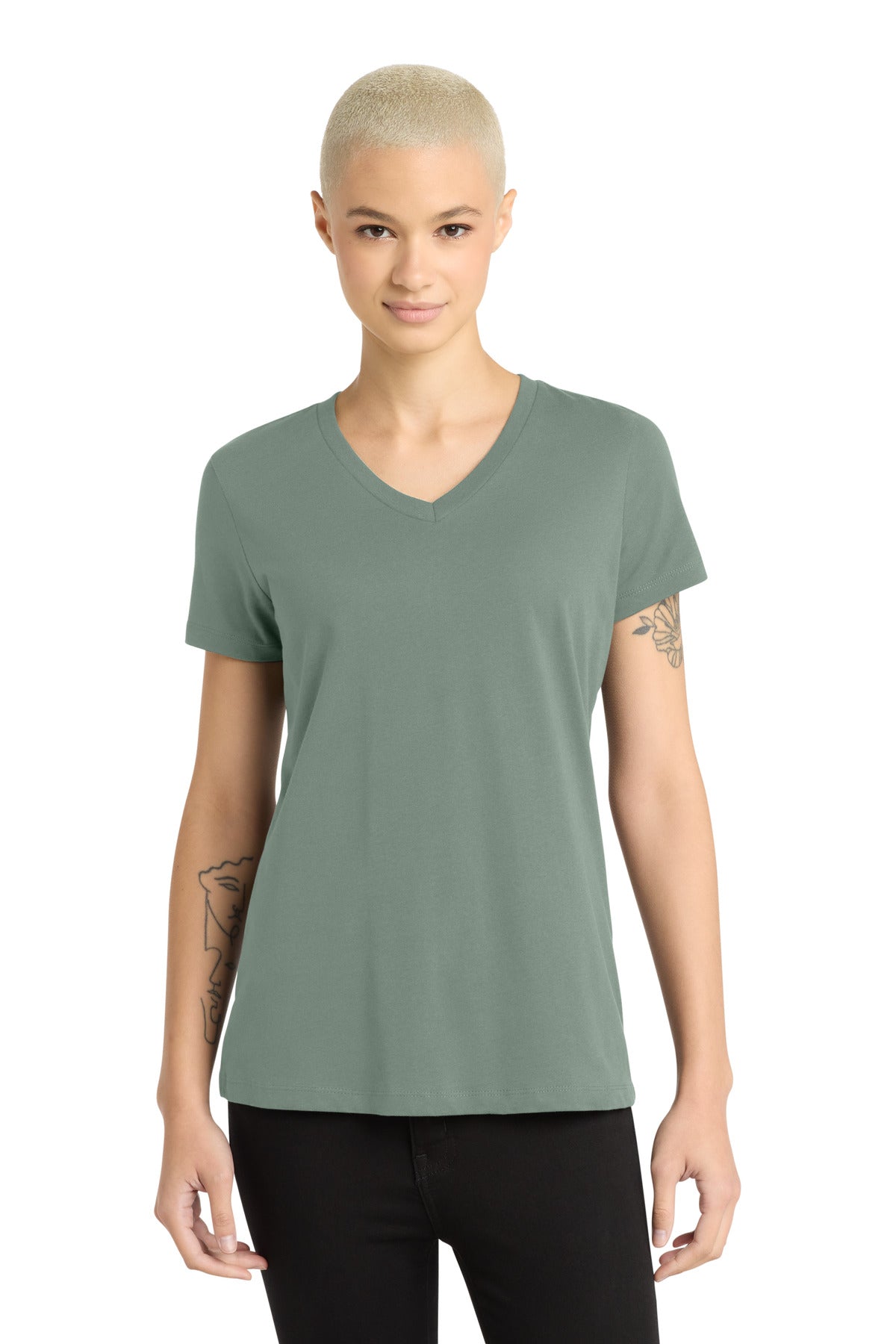 District ®  - Women's Perfect Weight ®  V-Neck Tee. DM1170L | Add Your Logo