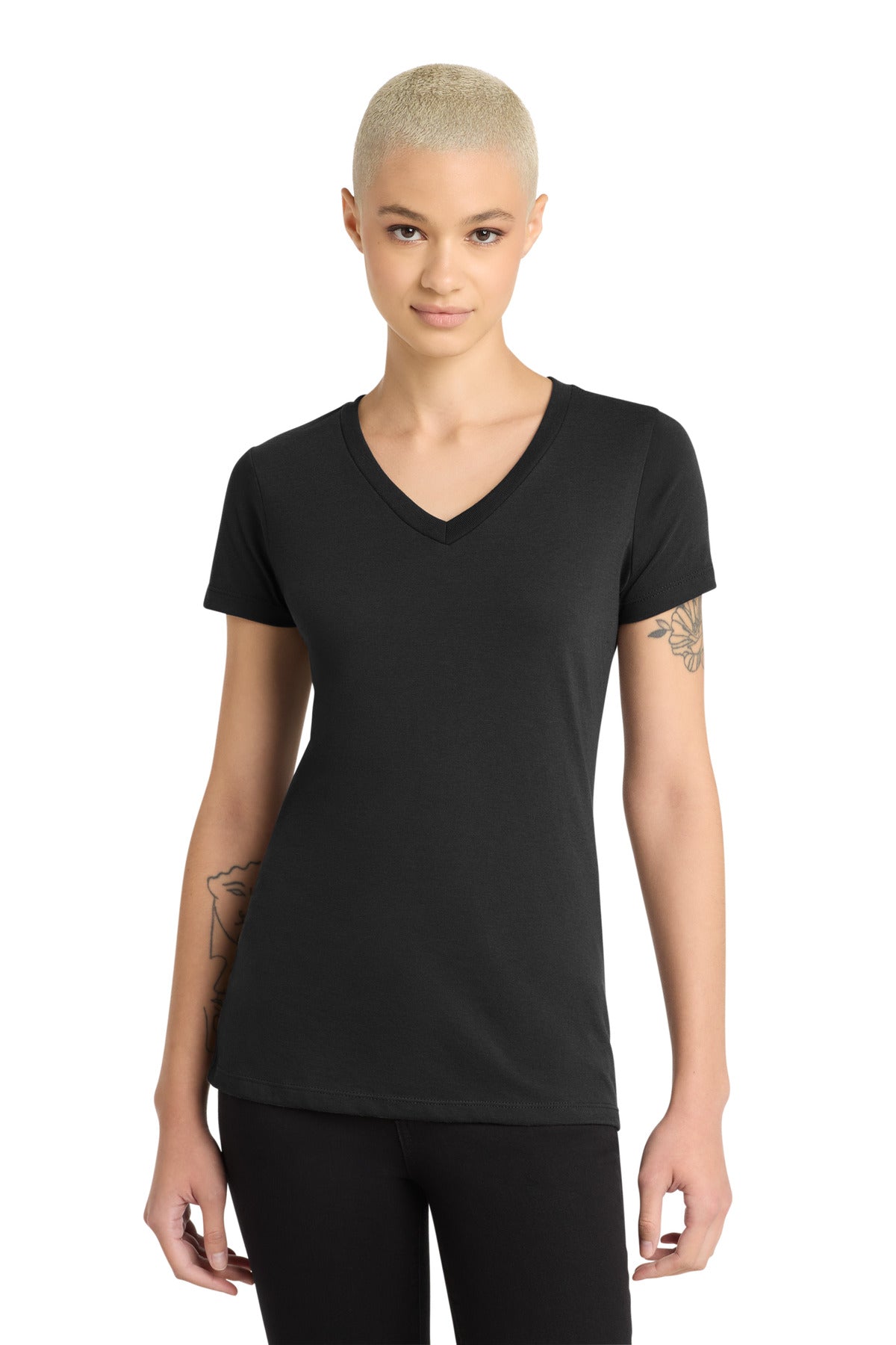 District ®  Women's Perfect Blend ®  CVC V-Neck Tee. DM1190L | Add Your Logo