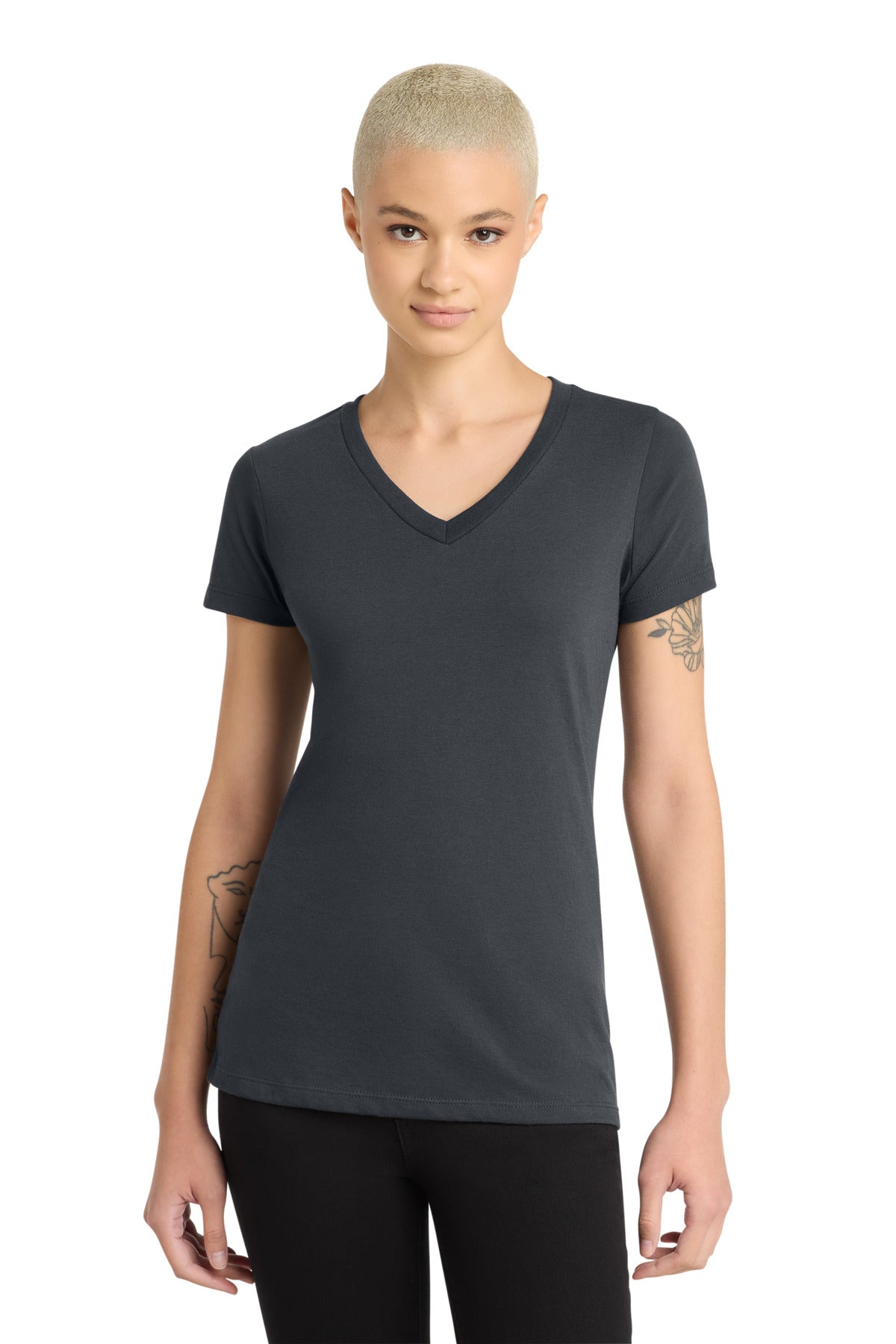 District ®  Women's Perfect Blend ®  CVC V-Neck Tee. DM1190L | Add Your Logo