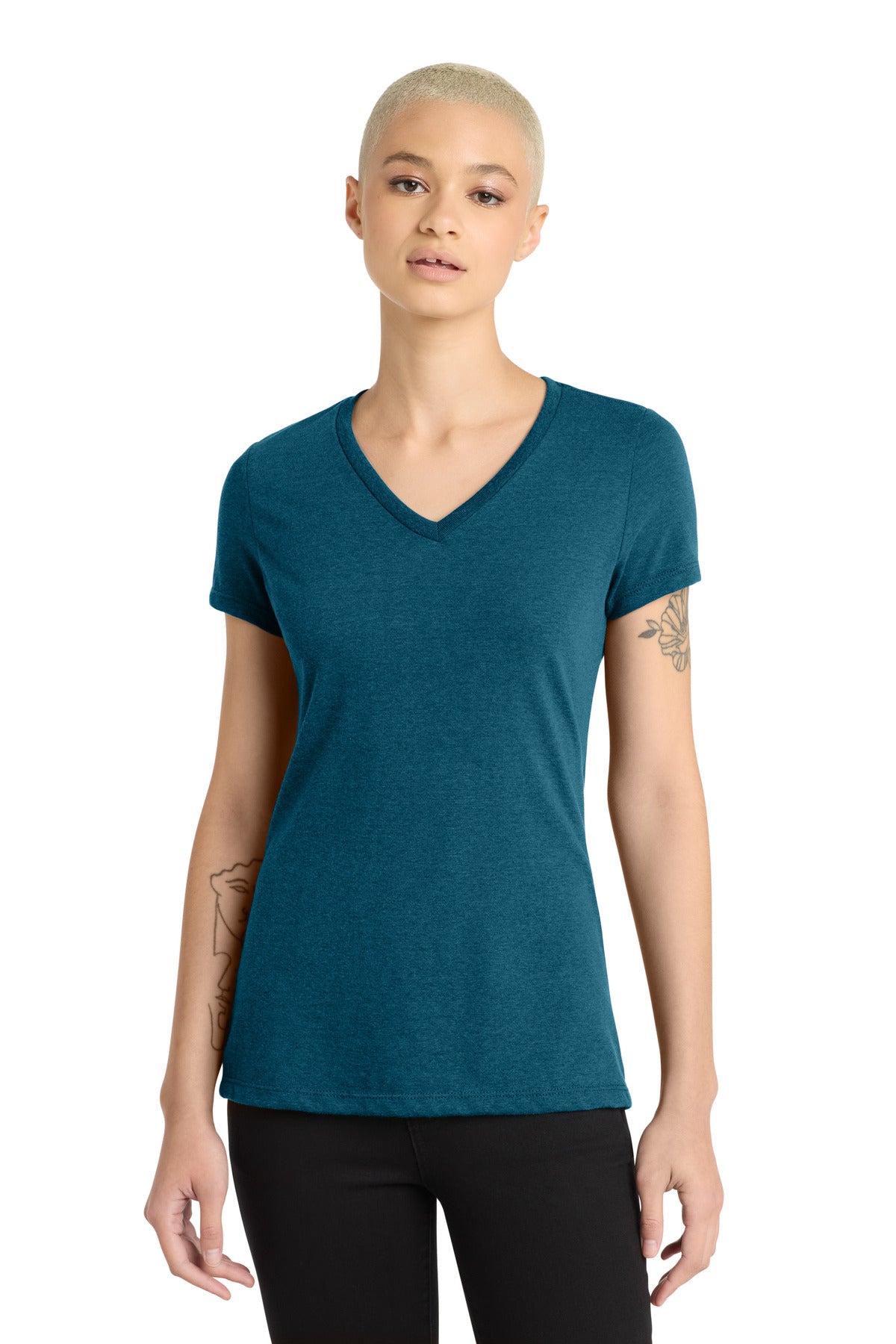District ®  Women's Perfect Blend ®  CVC V-Neck Tee. DM1190L | Add Your Logo