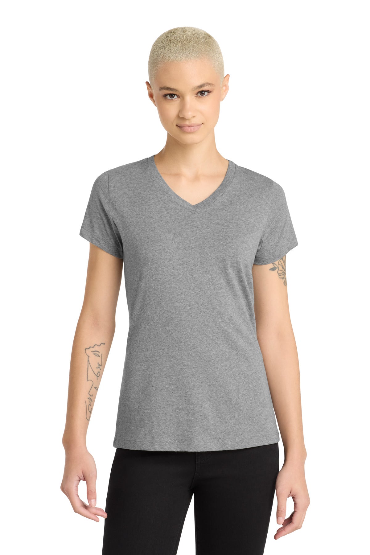 District ®  Women's Perfect Blend ®  CVC V-Neck Tee. DM1190L | Add Your Logo