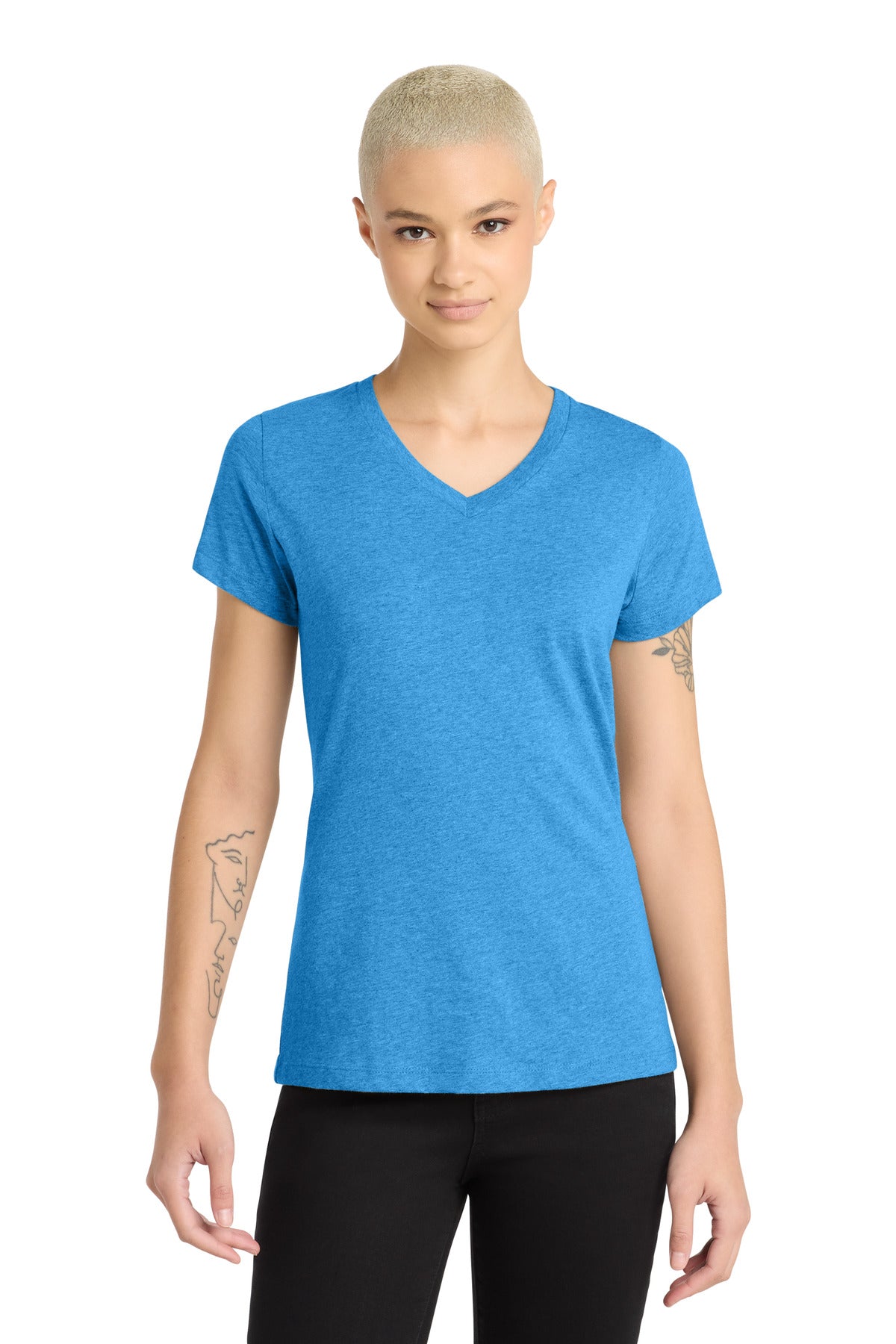 District ®  Women's Perfect Blend ®  CVC V-Neck Tee. DM1190L | Add Your Logo