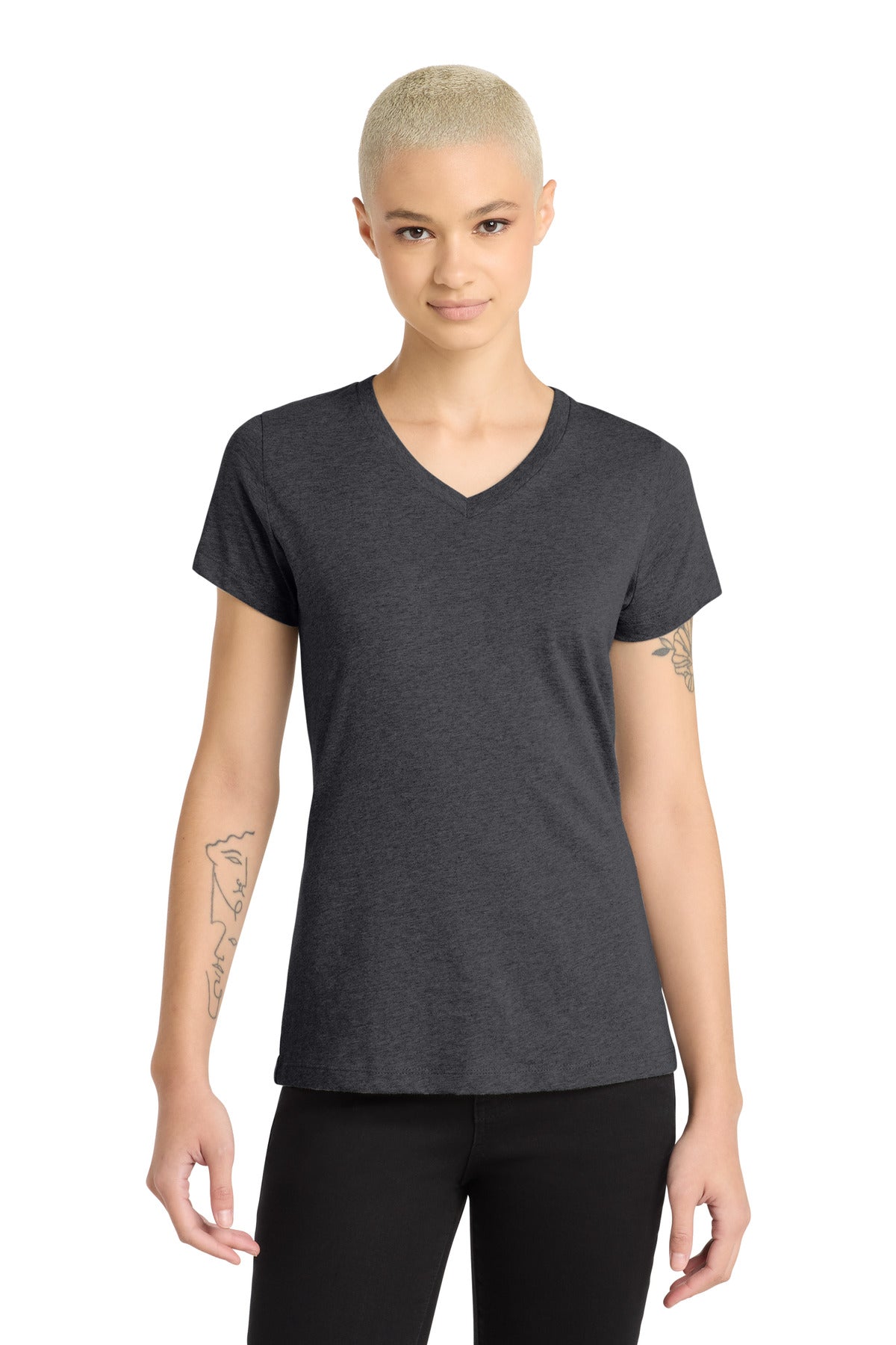 District ®  Women's Perfect Blend ®  CVC V-Neck Tee. DM1190L | Add Your Logo