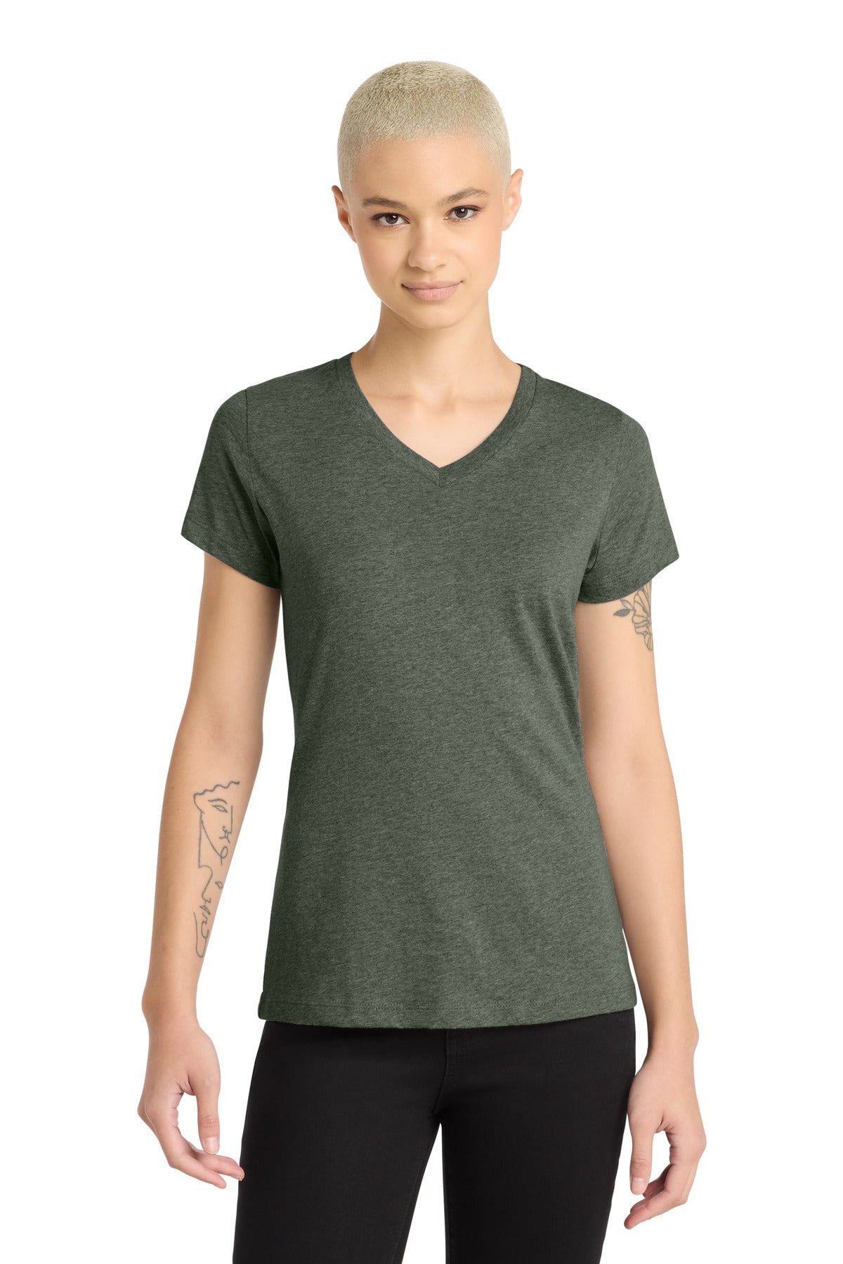 District ®  Women's Perfect Blend ®  CVC V-Neck Tee. DM1190L | Add Your Logo