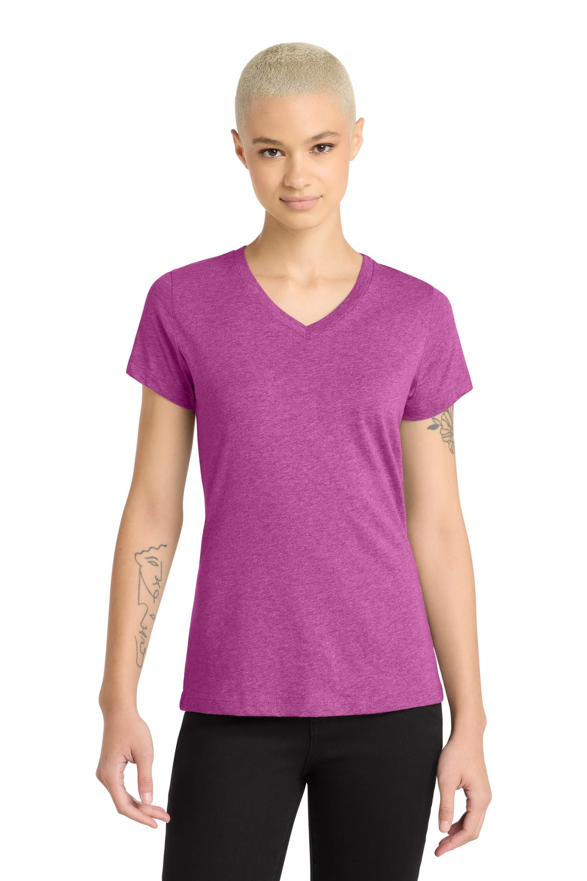 District ®  Women's Perfect Blend ®  CVC V-Neck Tee. DM1190L | Add Your Logo