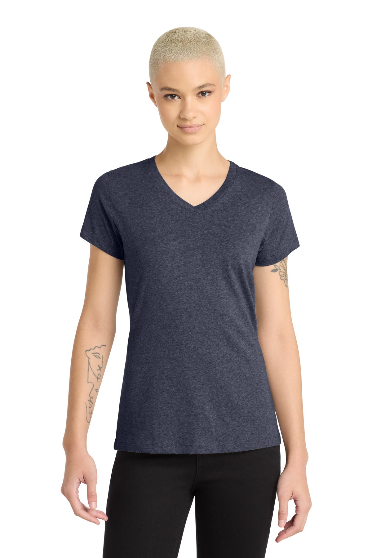 District ®  Women's Perfect Blend ®  CVC V-Neck Tee. DM1190L | Add Your Logo