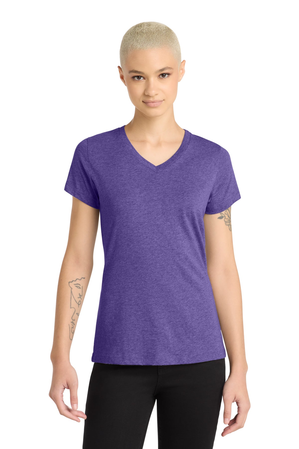 District ®  Women's Perfect Blend ®  CVC V-Neck Tee. DM1190L | Add Your Logo