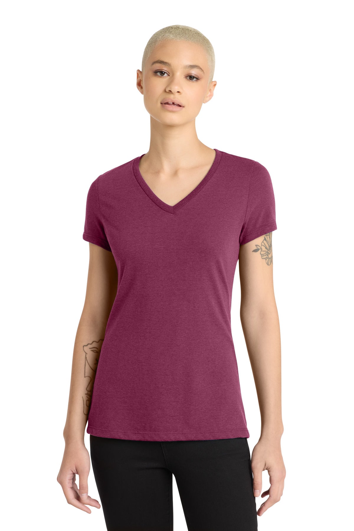 District ®  Women's Perfect Blend ®  CVC V-Neck Tee. DM1190L | Add Your Logo