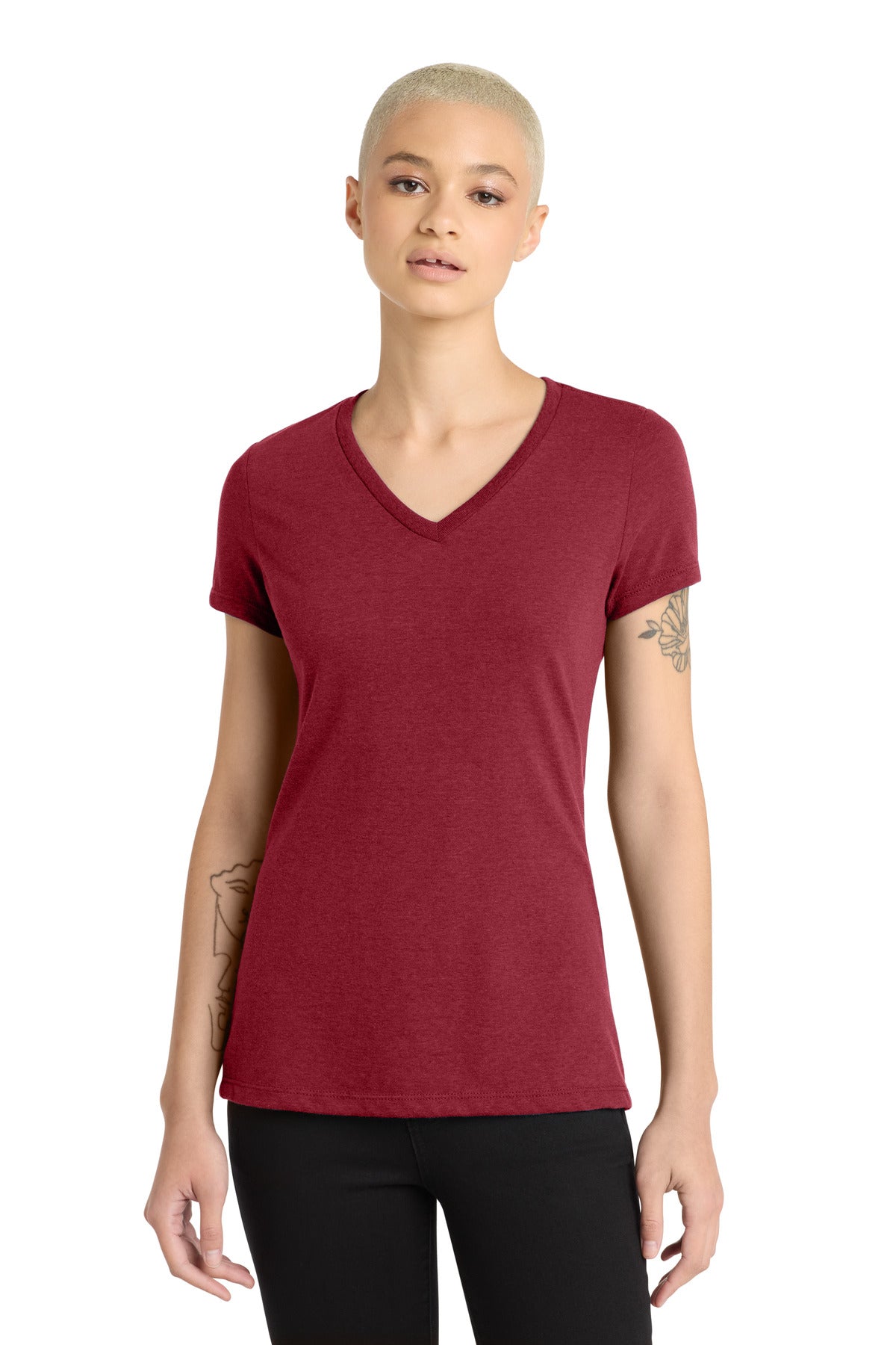 District ®  Women's Perfect Blend ®  CVC V-Neck Tee. DM1190L | Add Your Logo