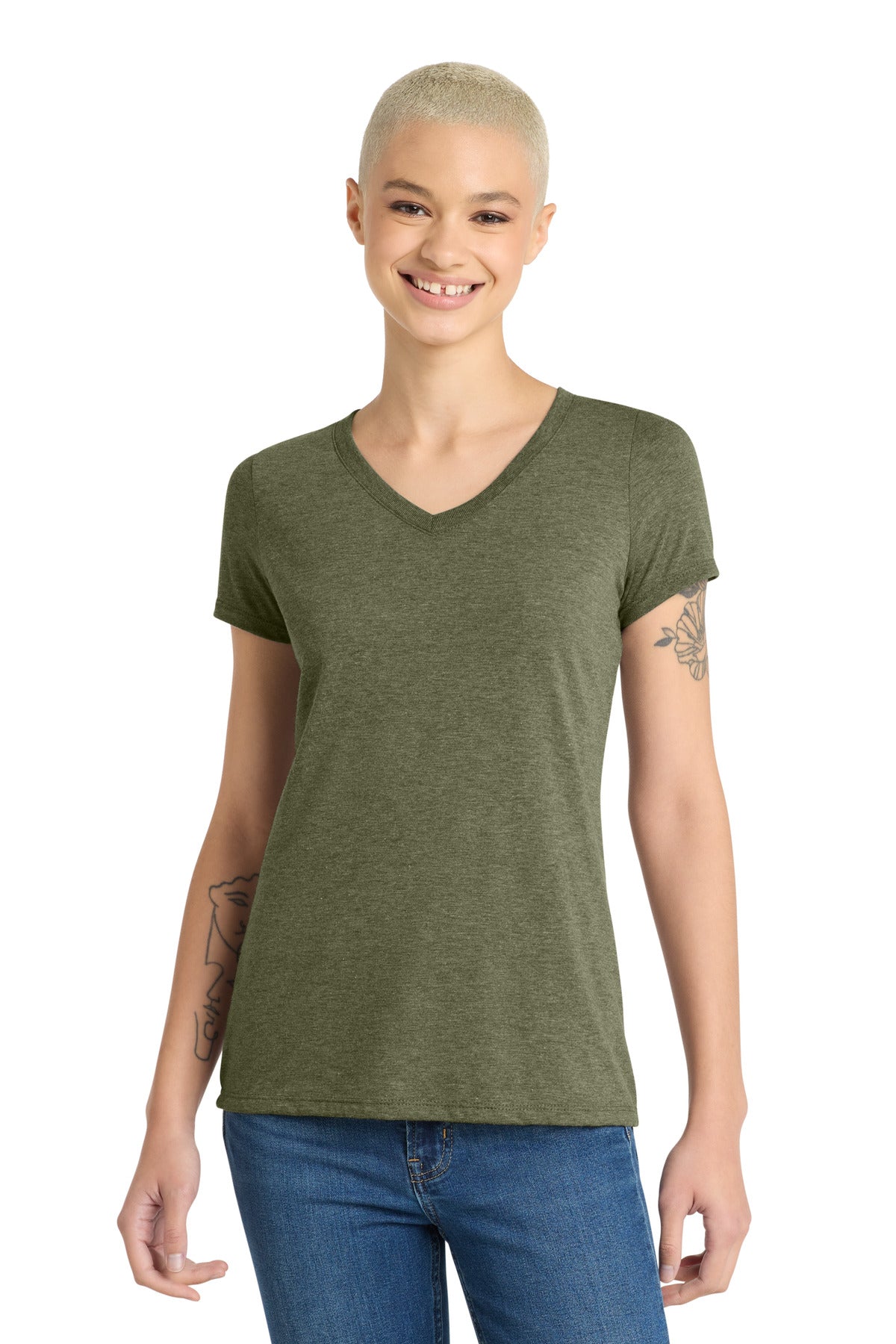 District ®  Women's Perfect Tri ®  V-Neck Tee. DM1350L | Add Your Logo