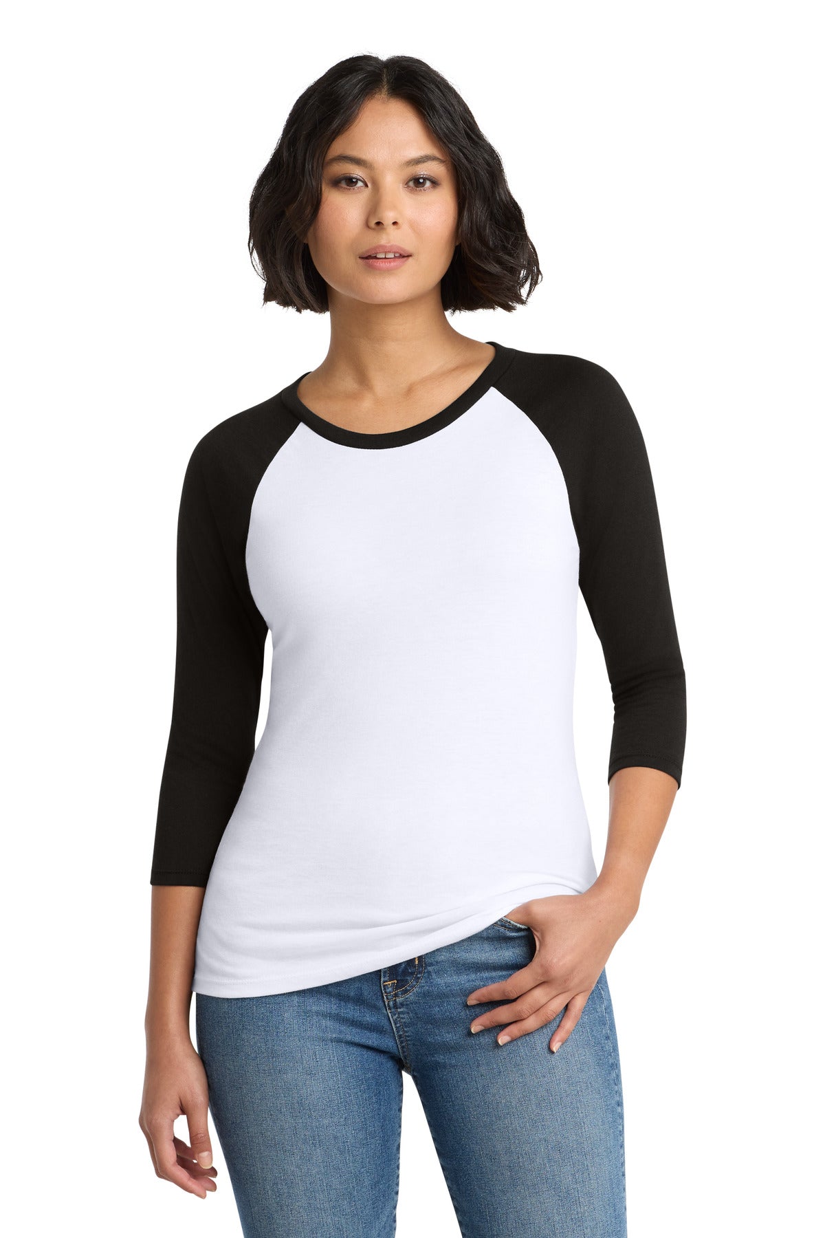 District ®  Women's Perfect Tri ®  3/4-Sleeve Raglan. DM136L | Add Your Logo