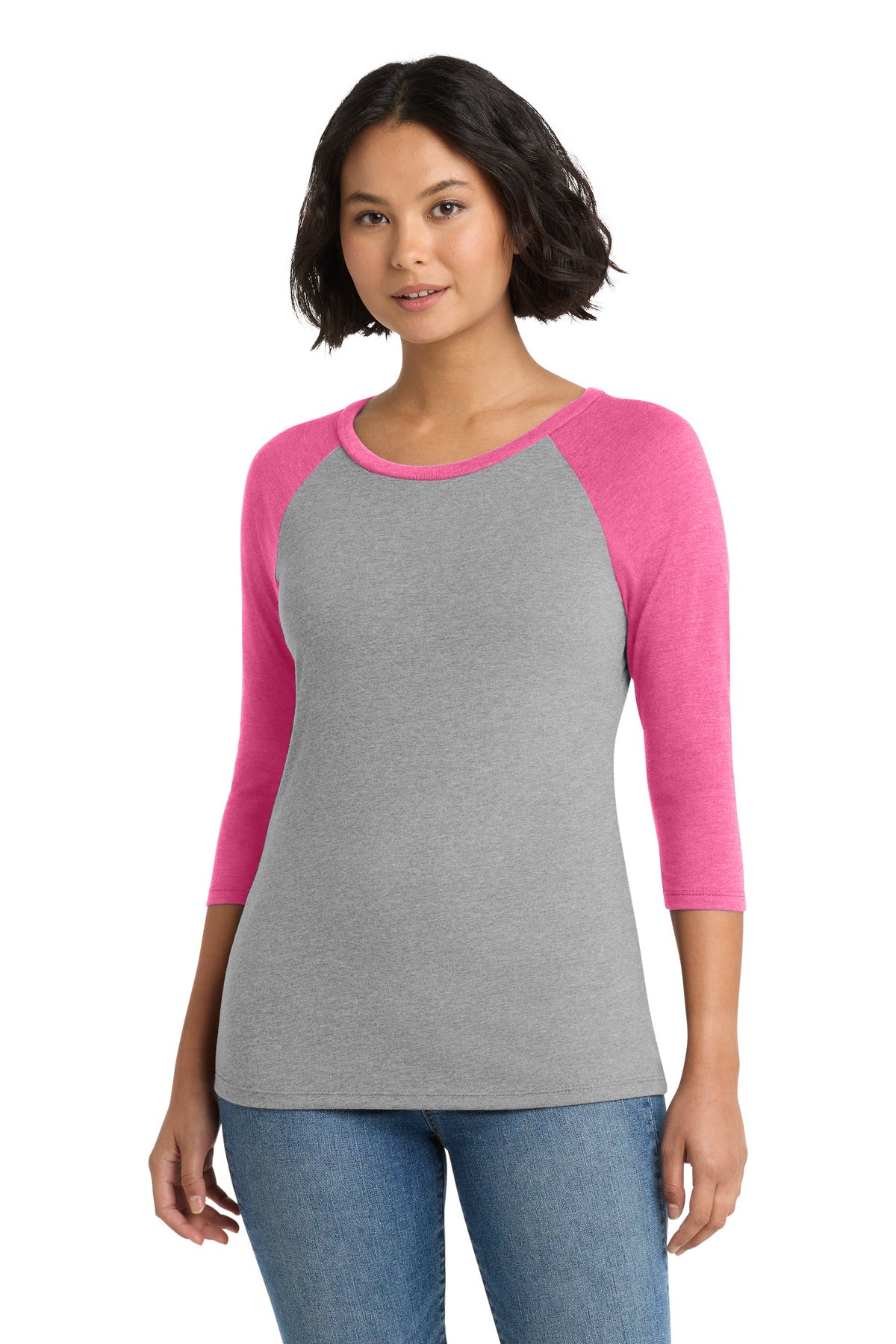 District ®  Women's Perfect Tri ®  3/4-Sleeve Raglan. DM136L | Add Your Logo
