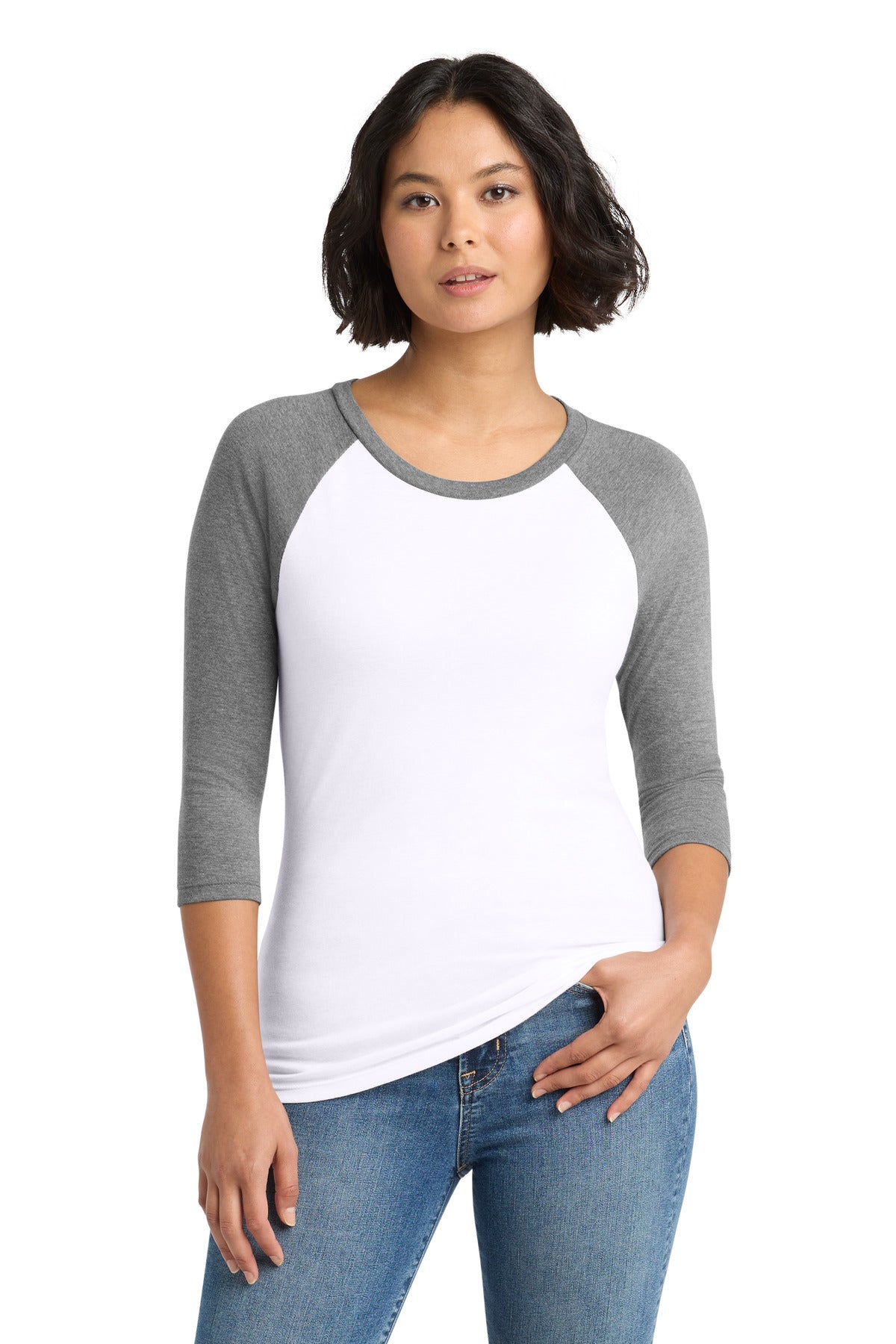 District ®  Women's Perfect Tri ®  3/4-Sleeve Raglan. DM136L | Add Your Logo