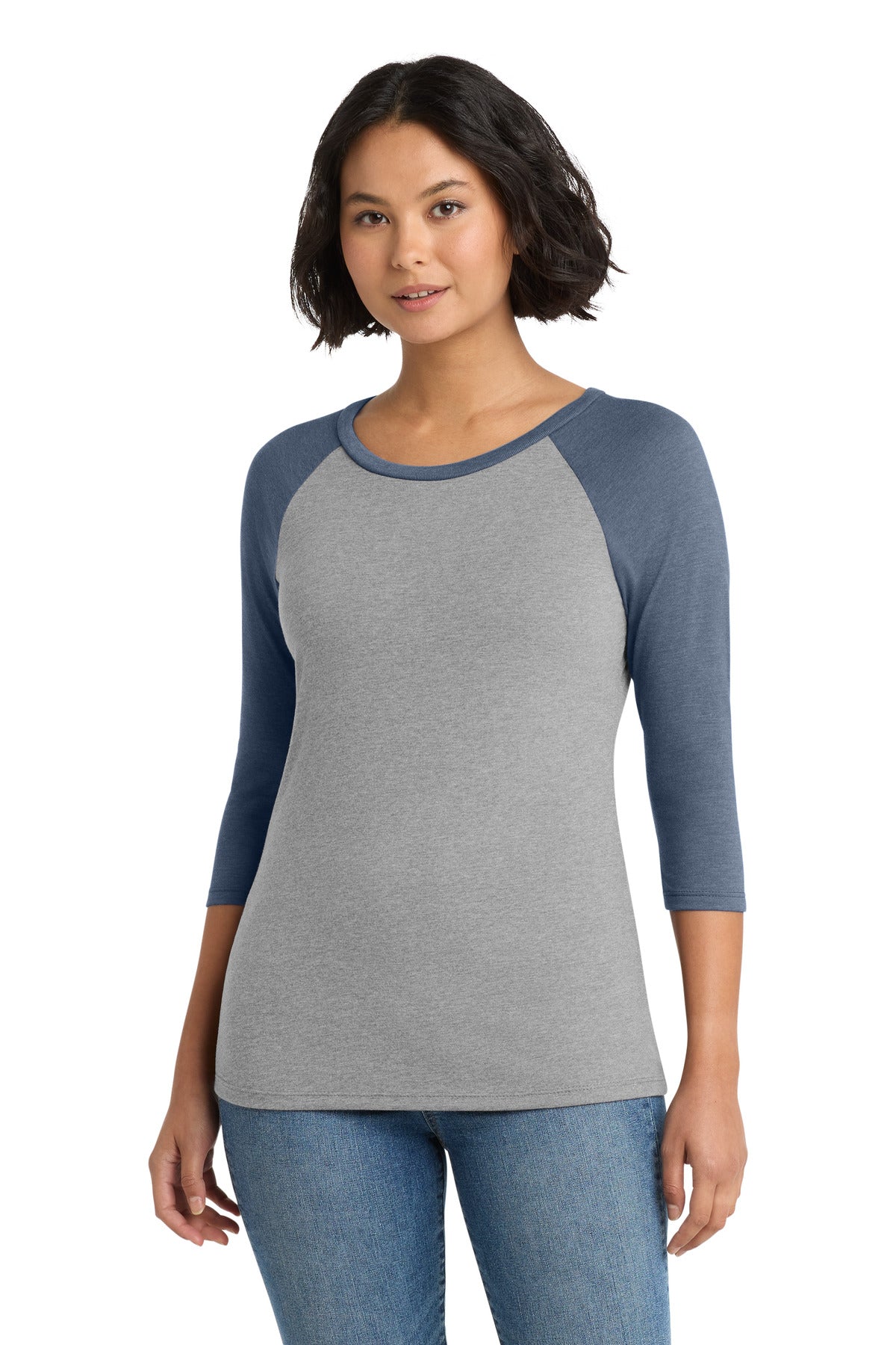 District ®  Women's Perfect Tri ®  3/4-Sleeve Raglan. DM136L | Add Your Logo